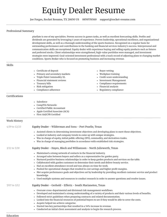 Dignified resume template