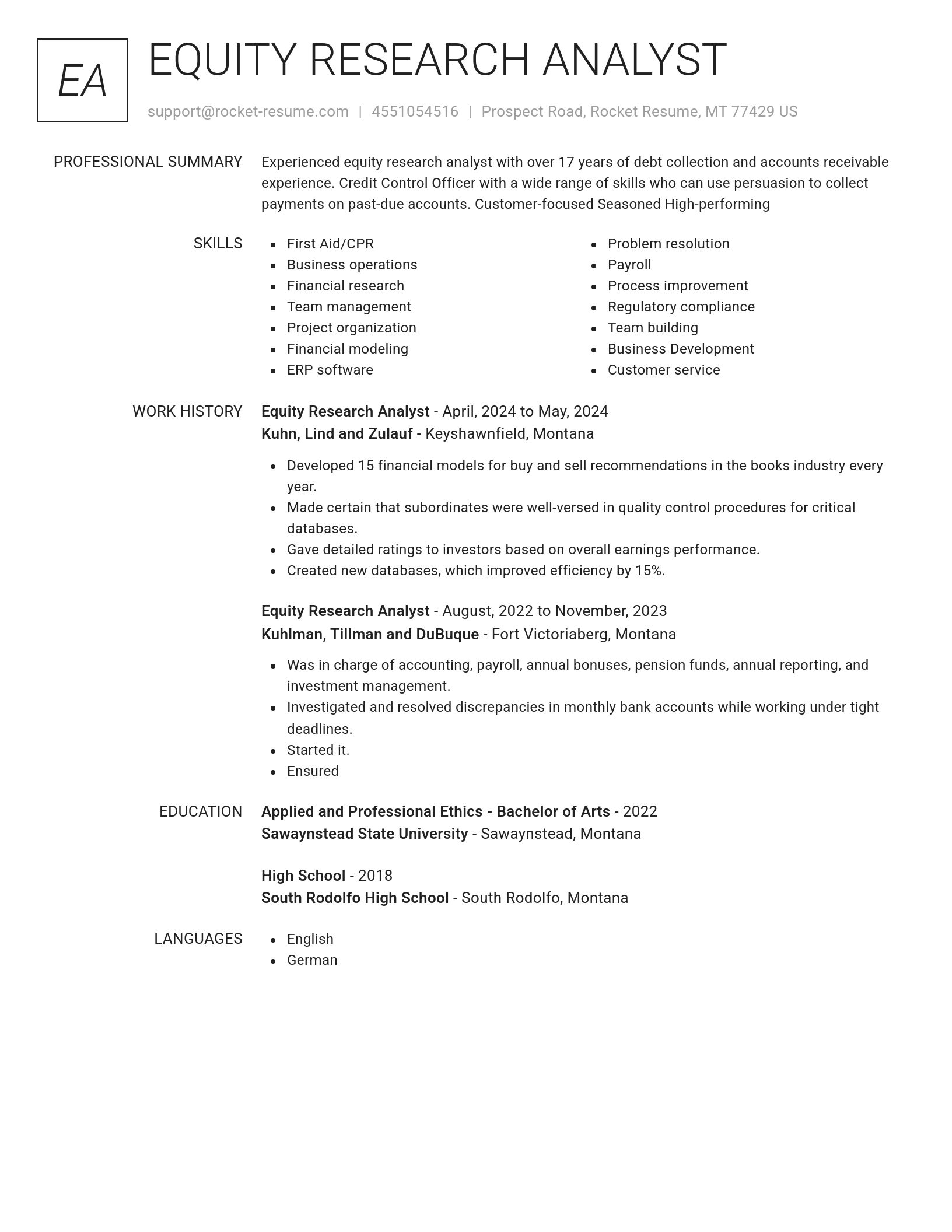Renowned resume template