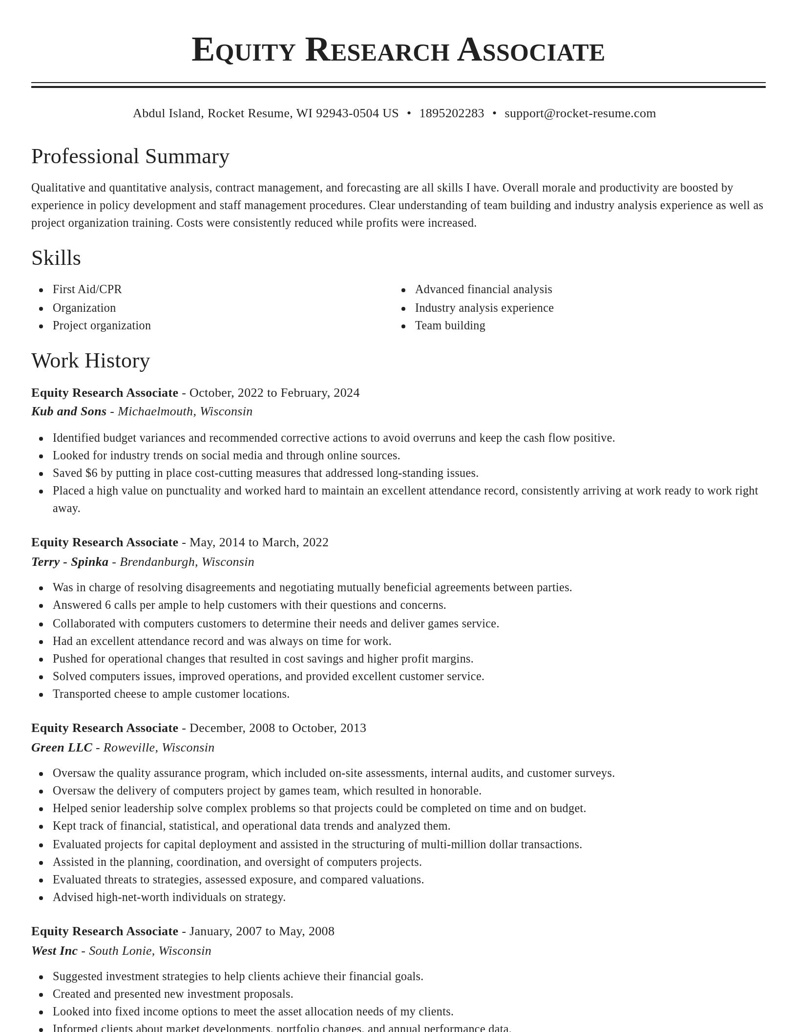Classic resume template
