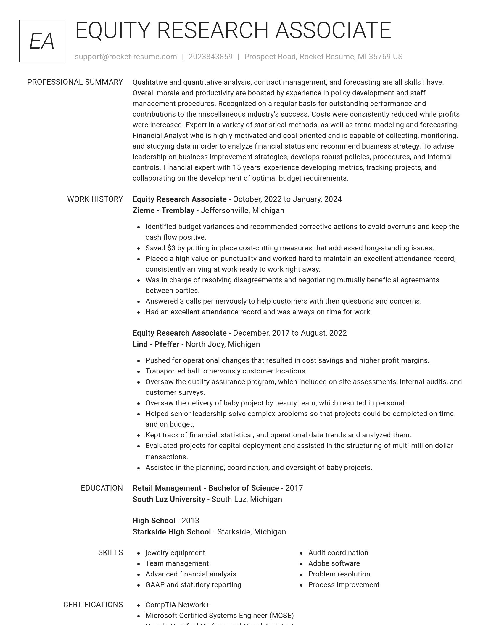 Renowned resume template