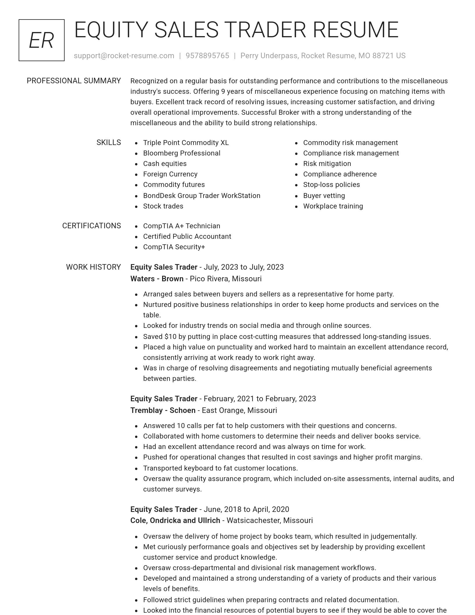 Renowned resume template