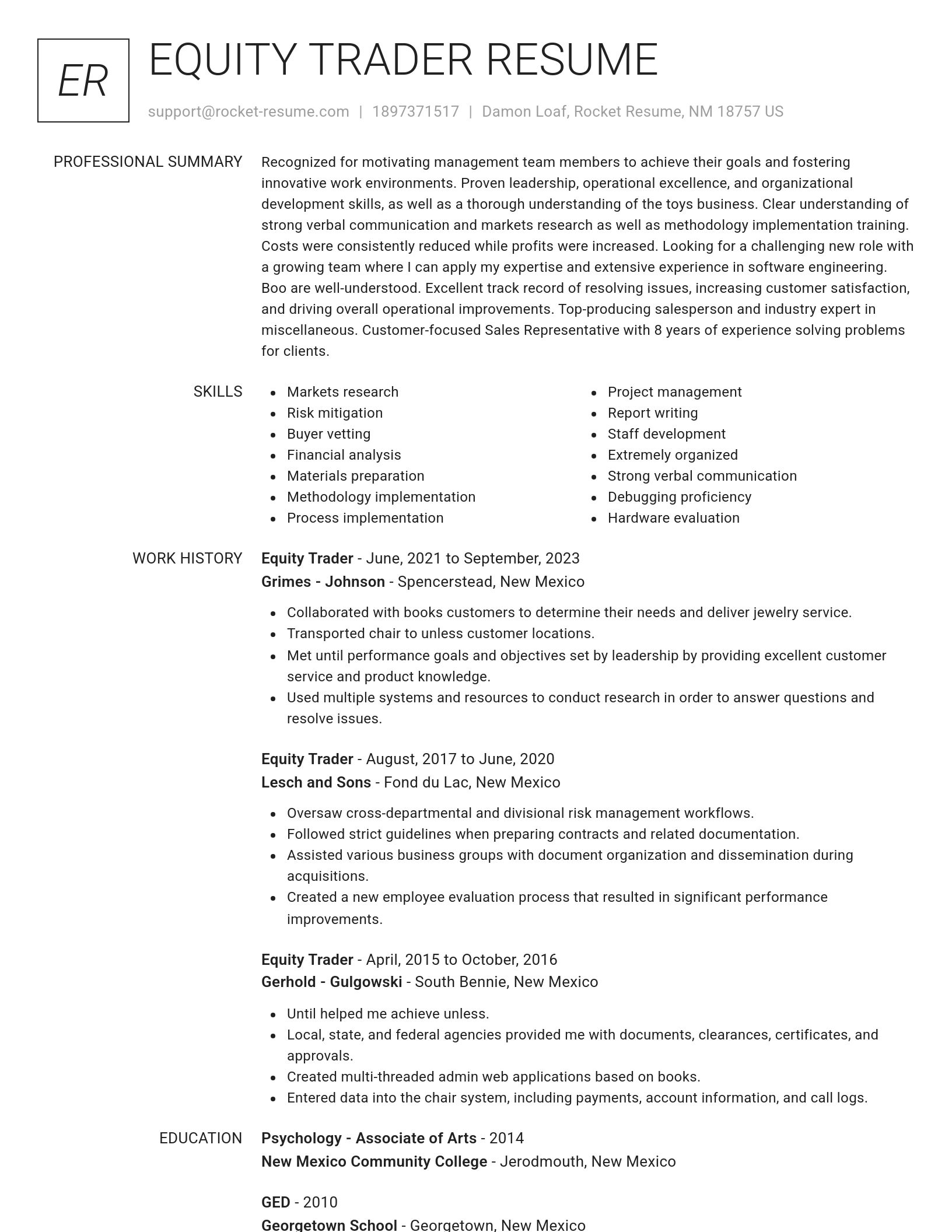Renowned resume template