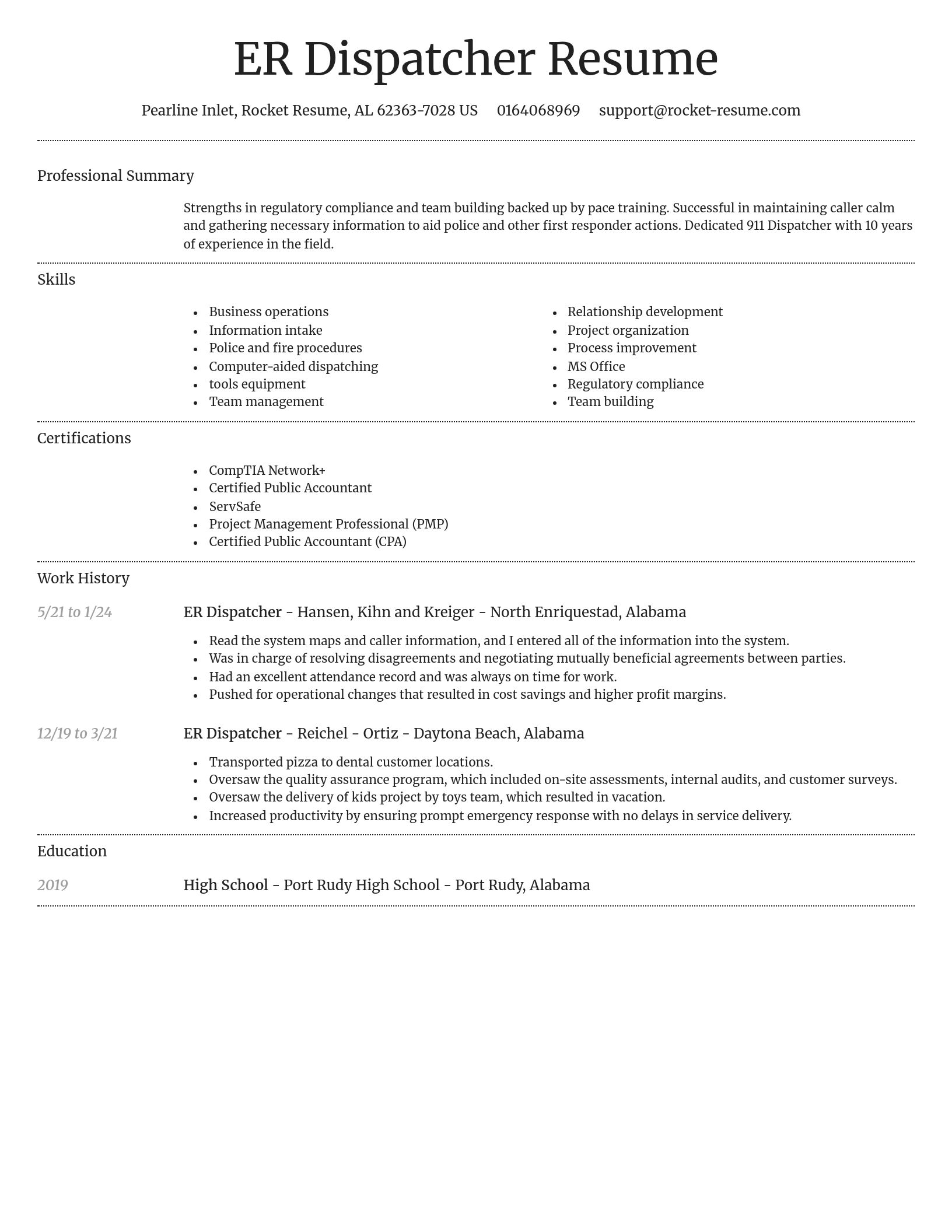 Dignified resume template