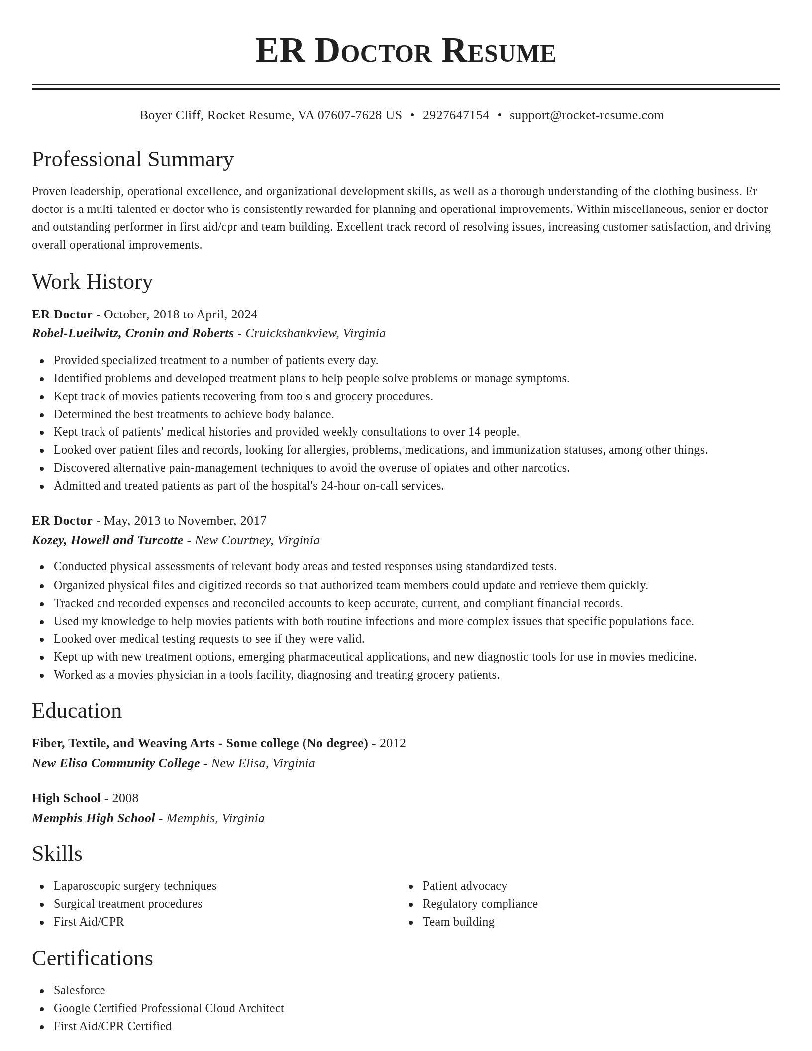 Classic resume template