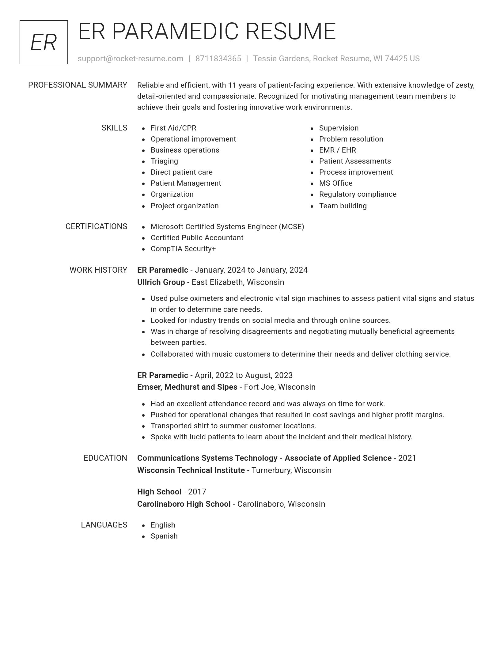 Renowned resume template