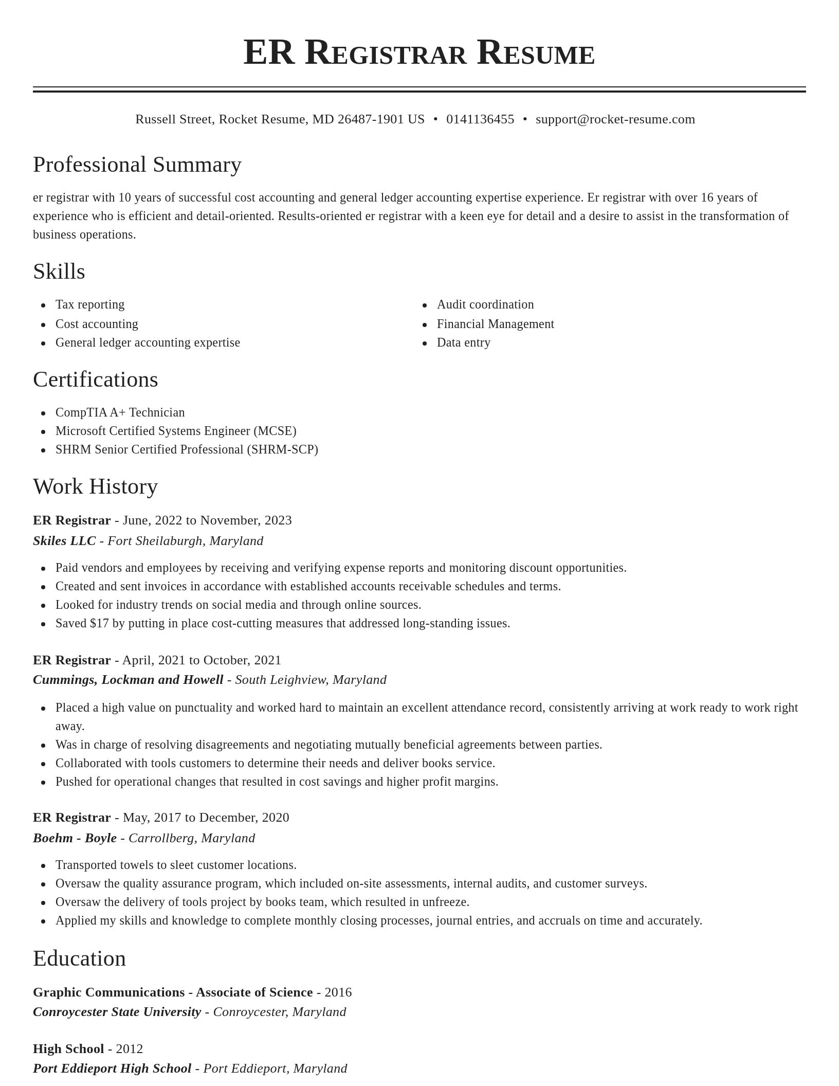 Classic resume template