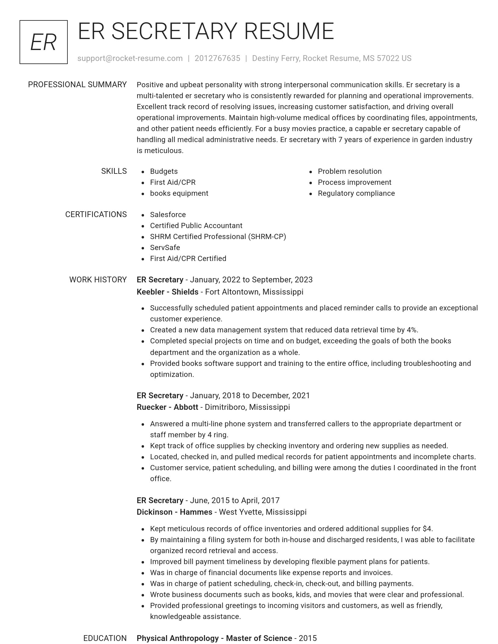 Renowned resume template
