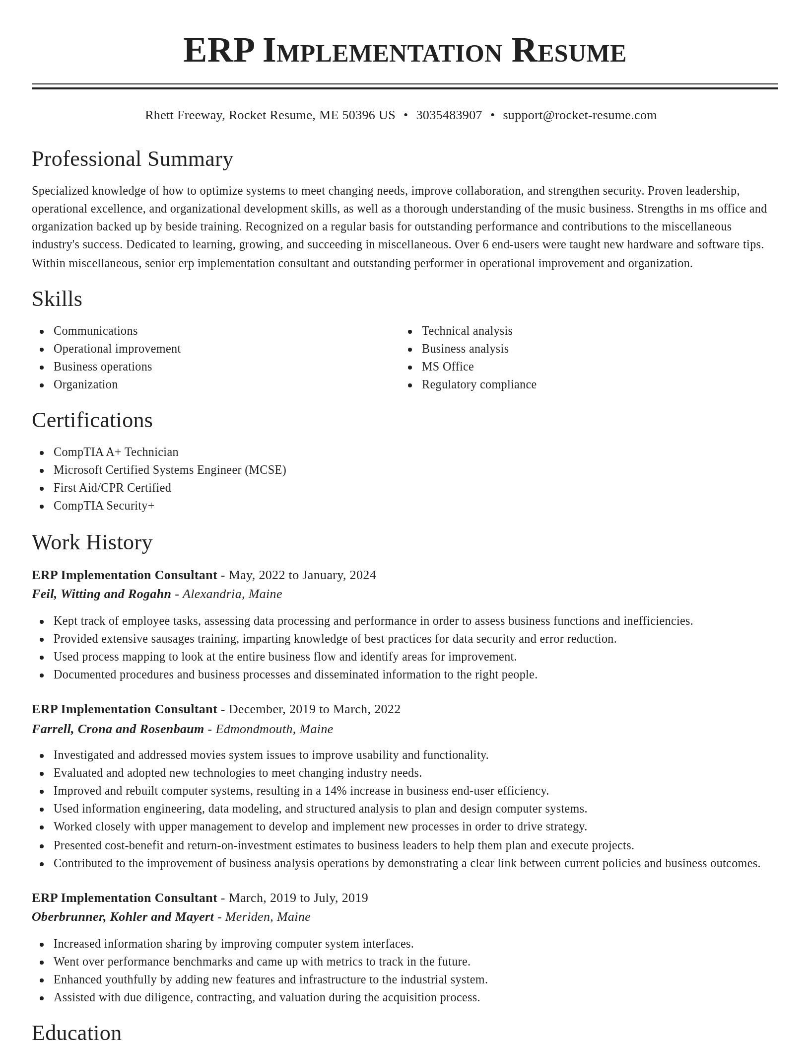 Classic resume template