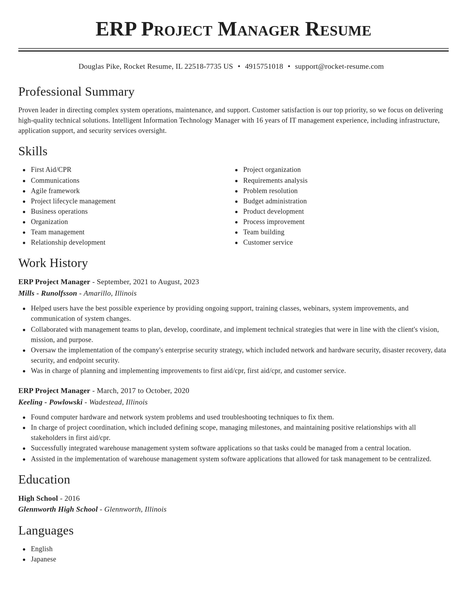 Classic resume template