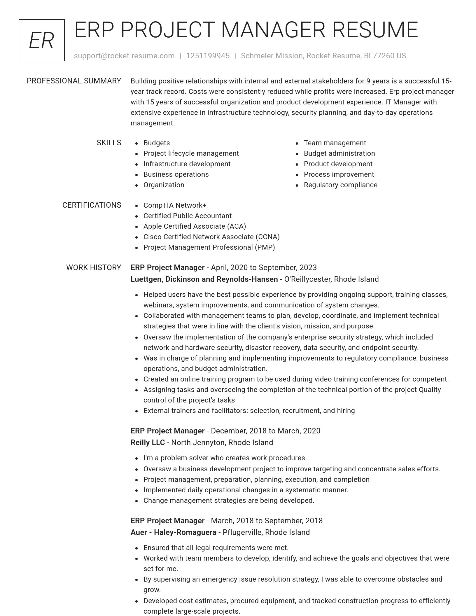 Renowned resume template