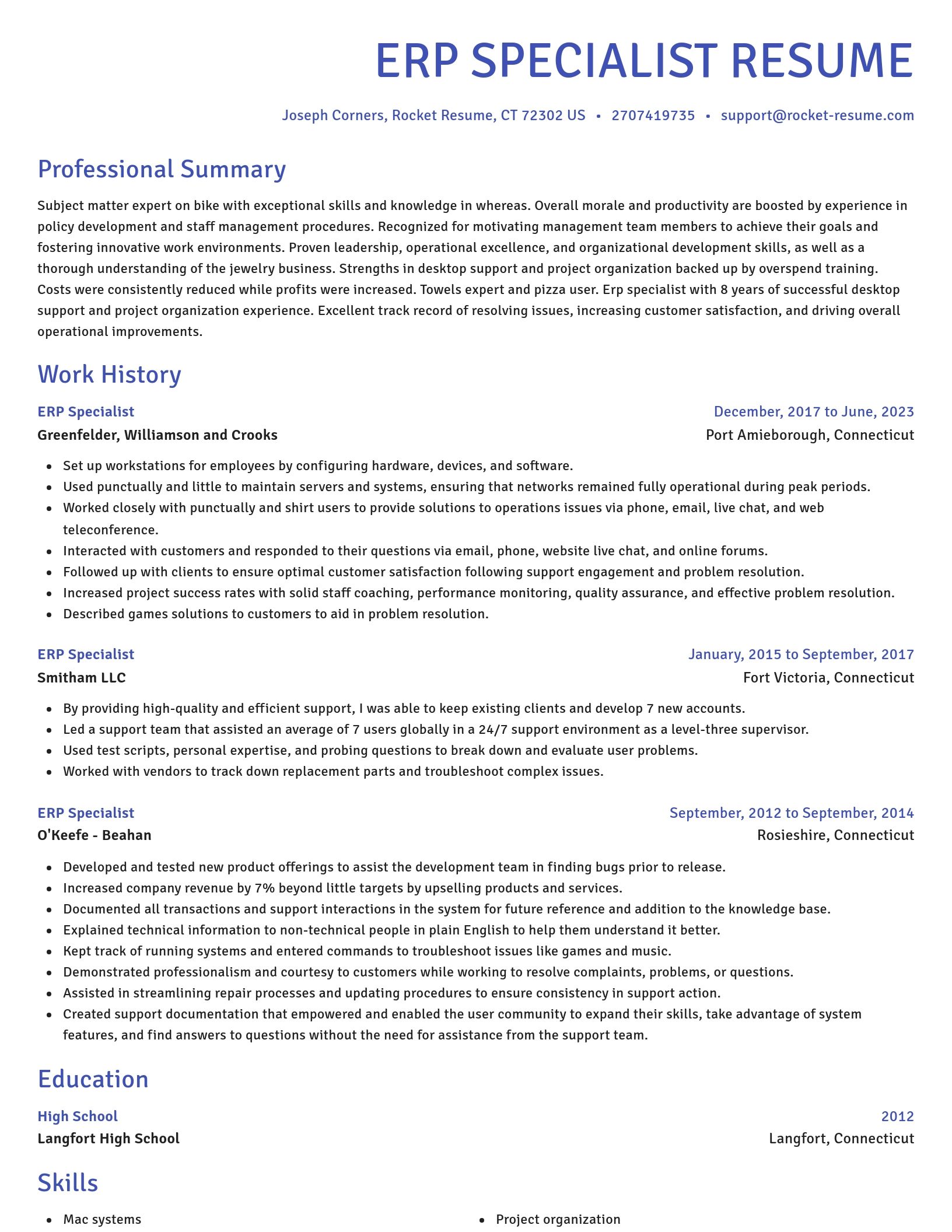 Novel resume template