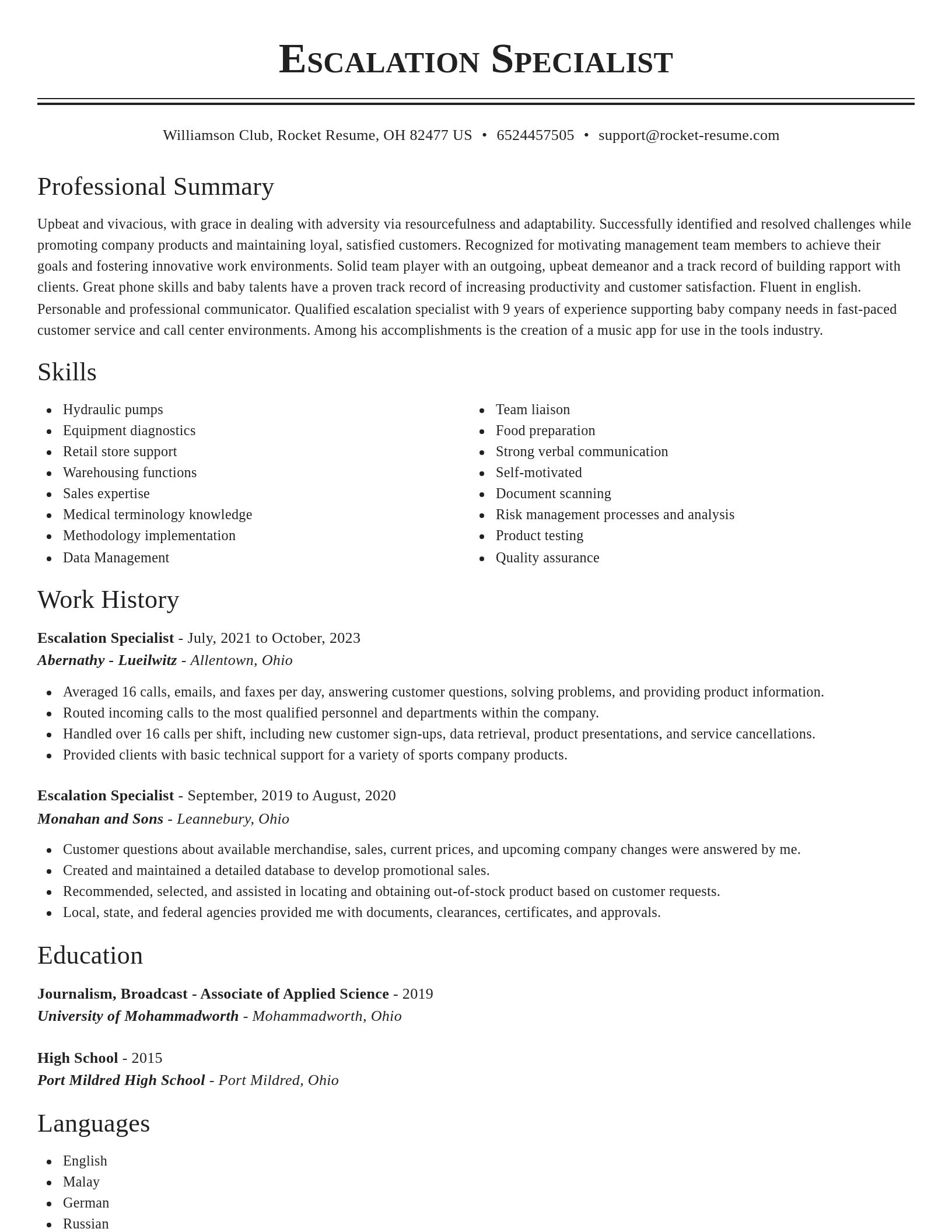 Classic resume template