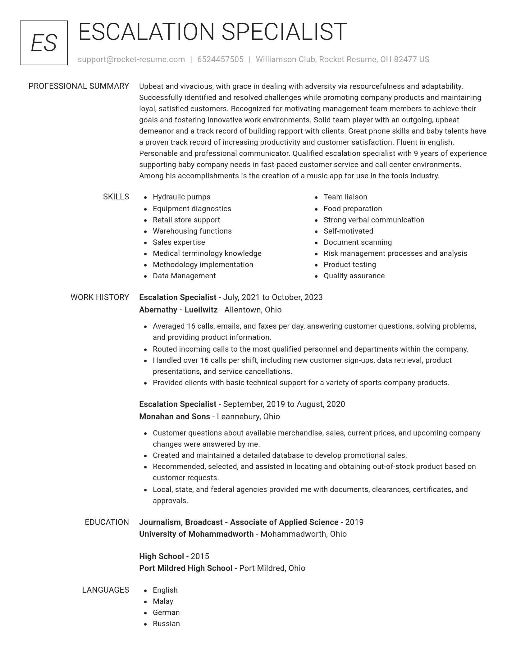 Renowned resume template
