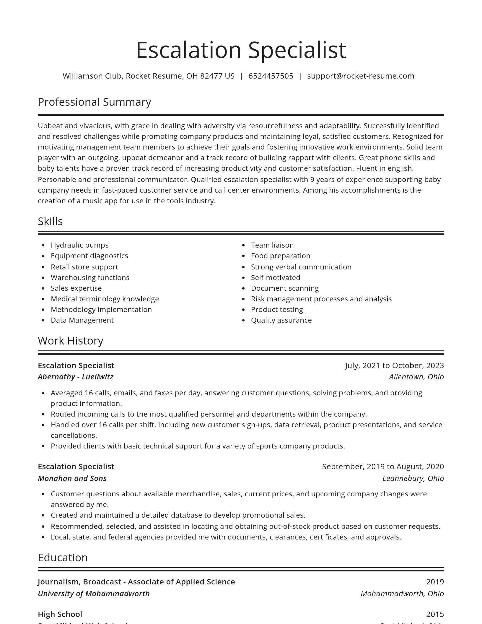 Spotlight resume template