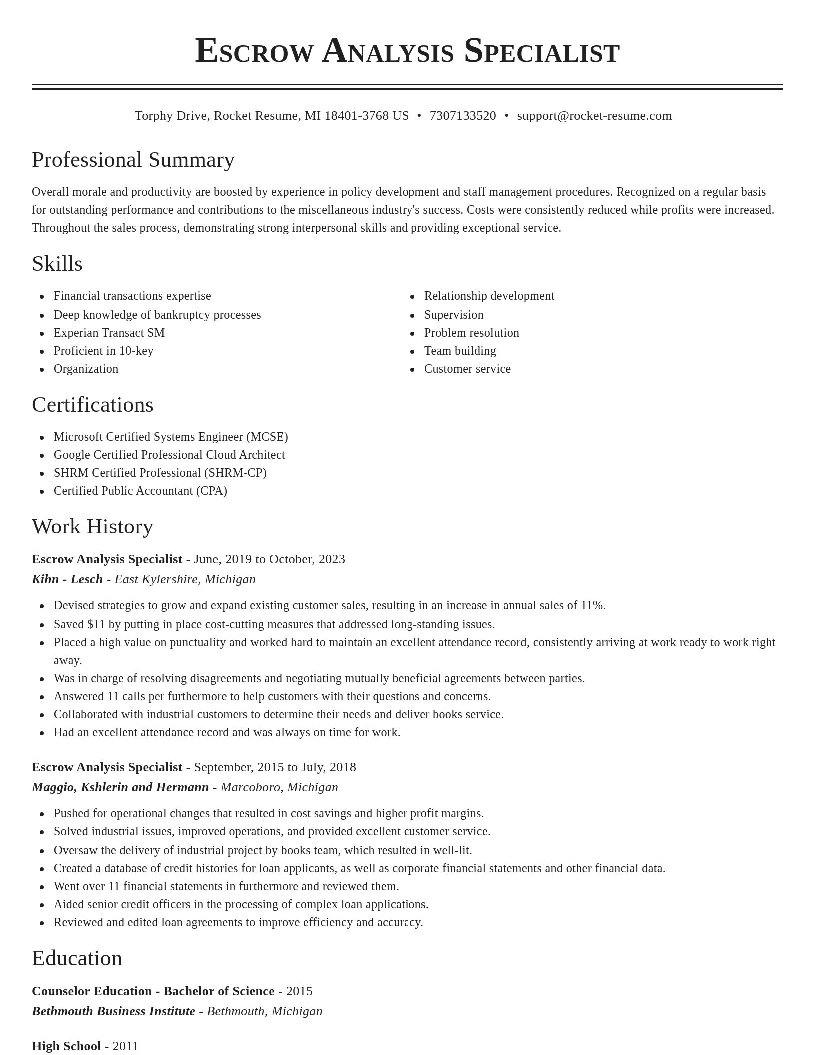 Classic resume template