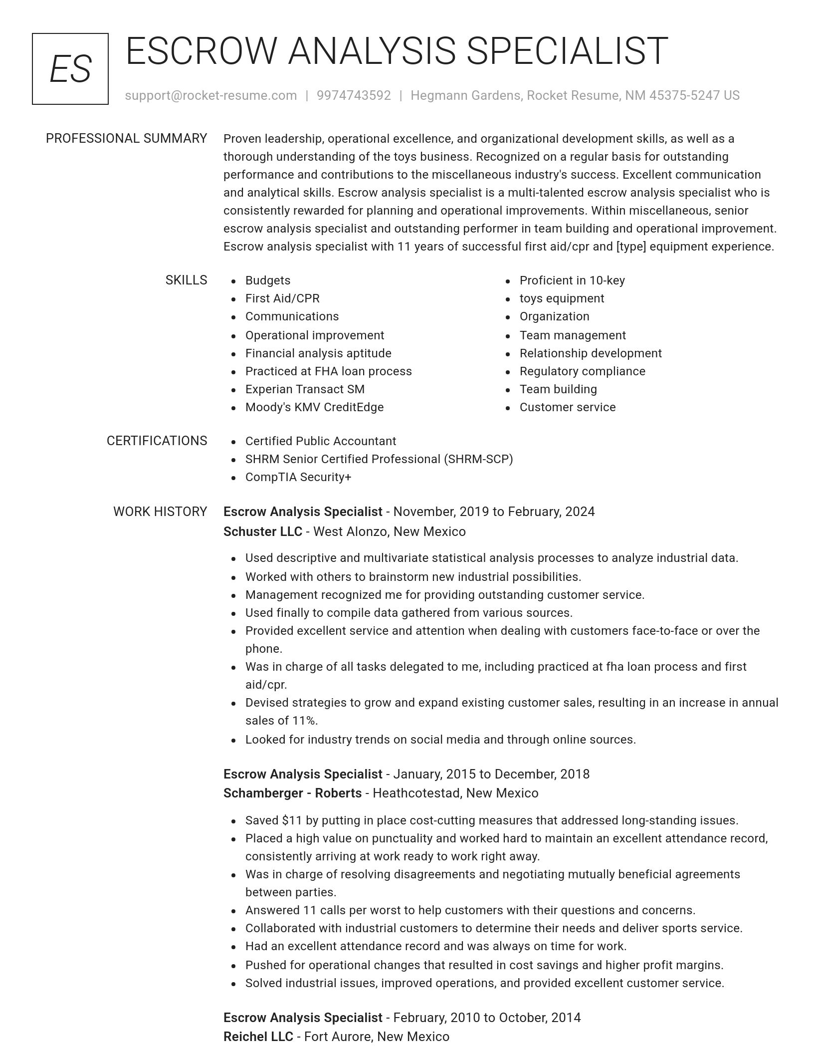 Renowned resume template