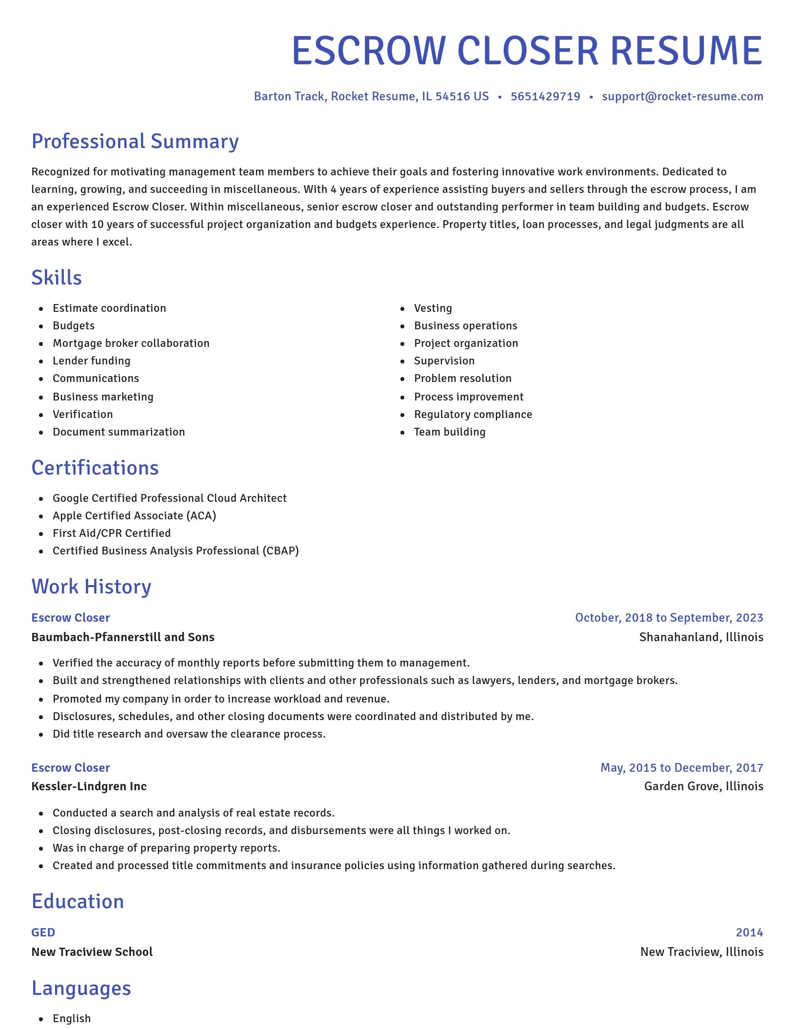 Novel resume template