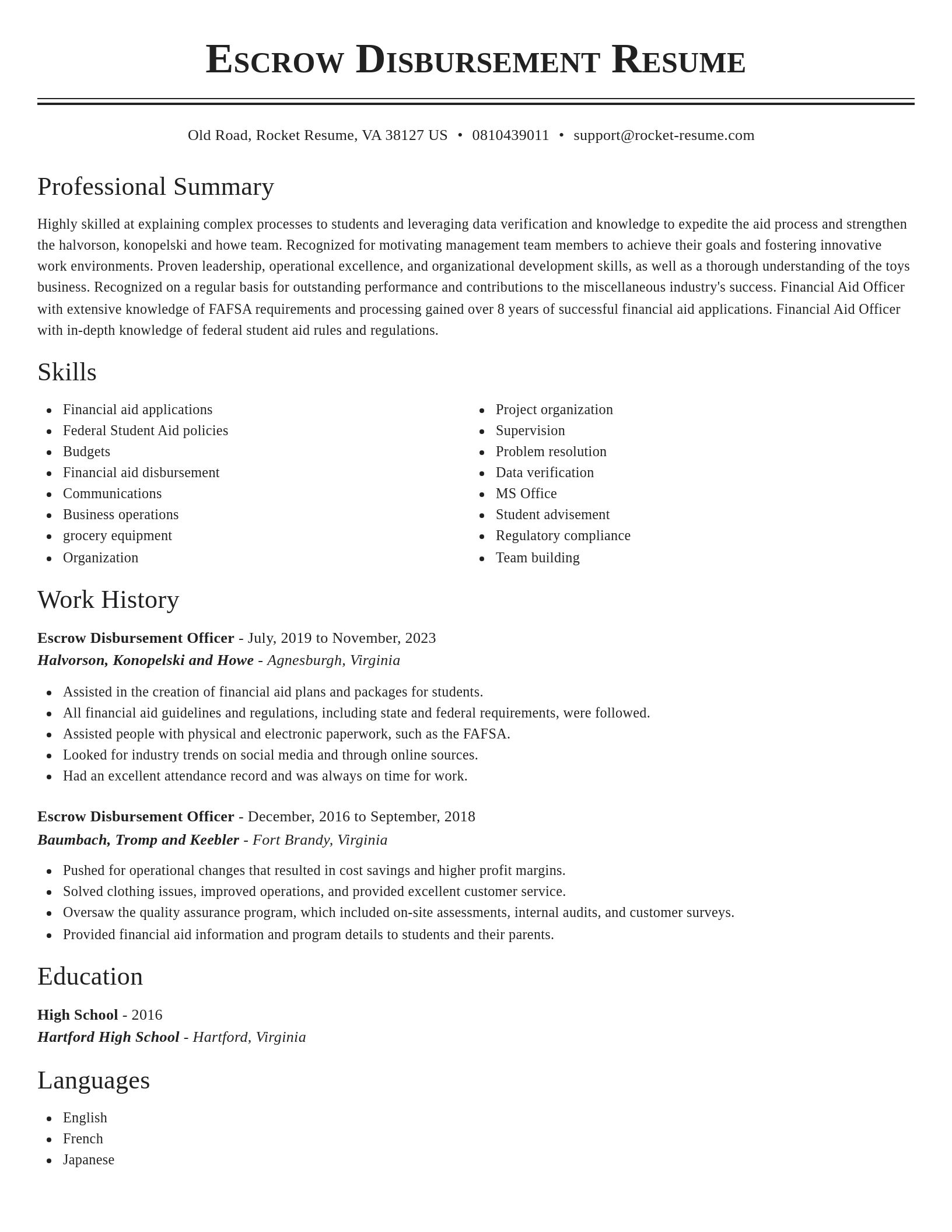 Classic resume template