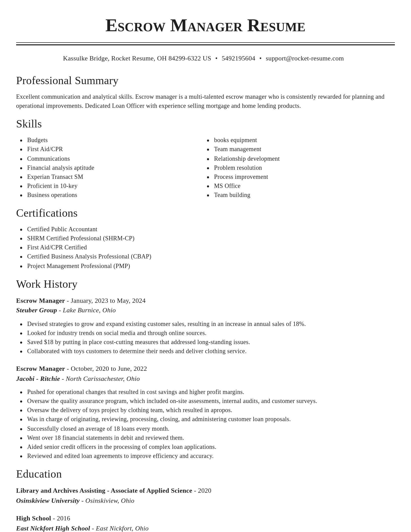 Classic resume template