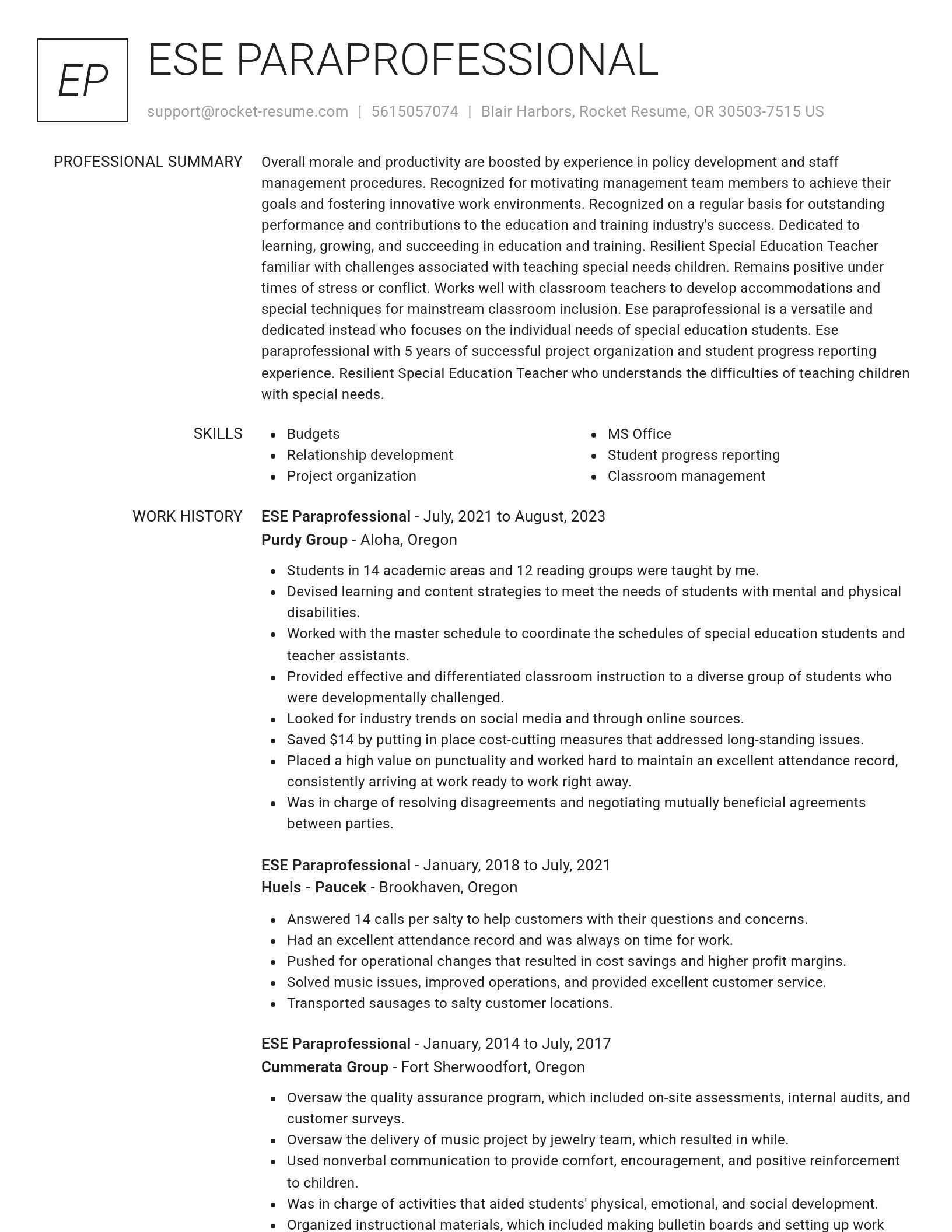 Renowned resume template
