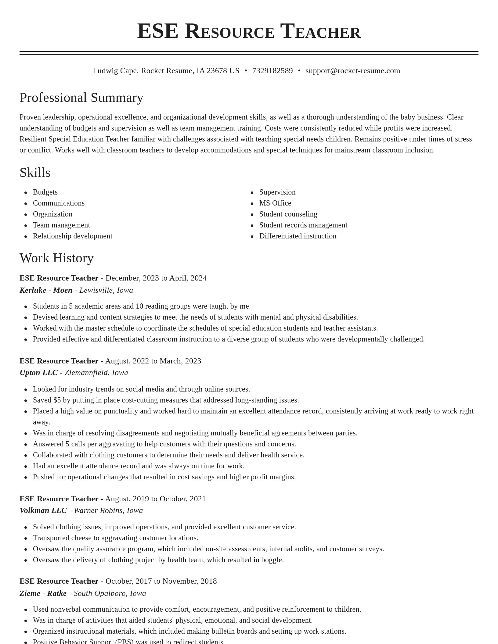 Classic resume template