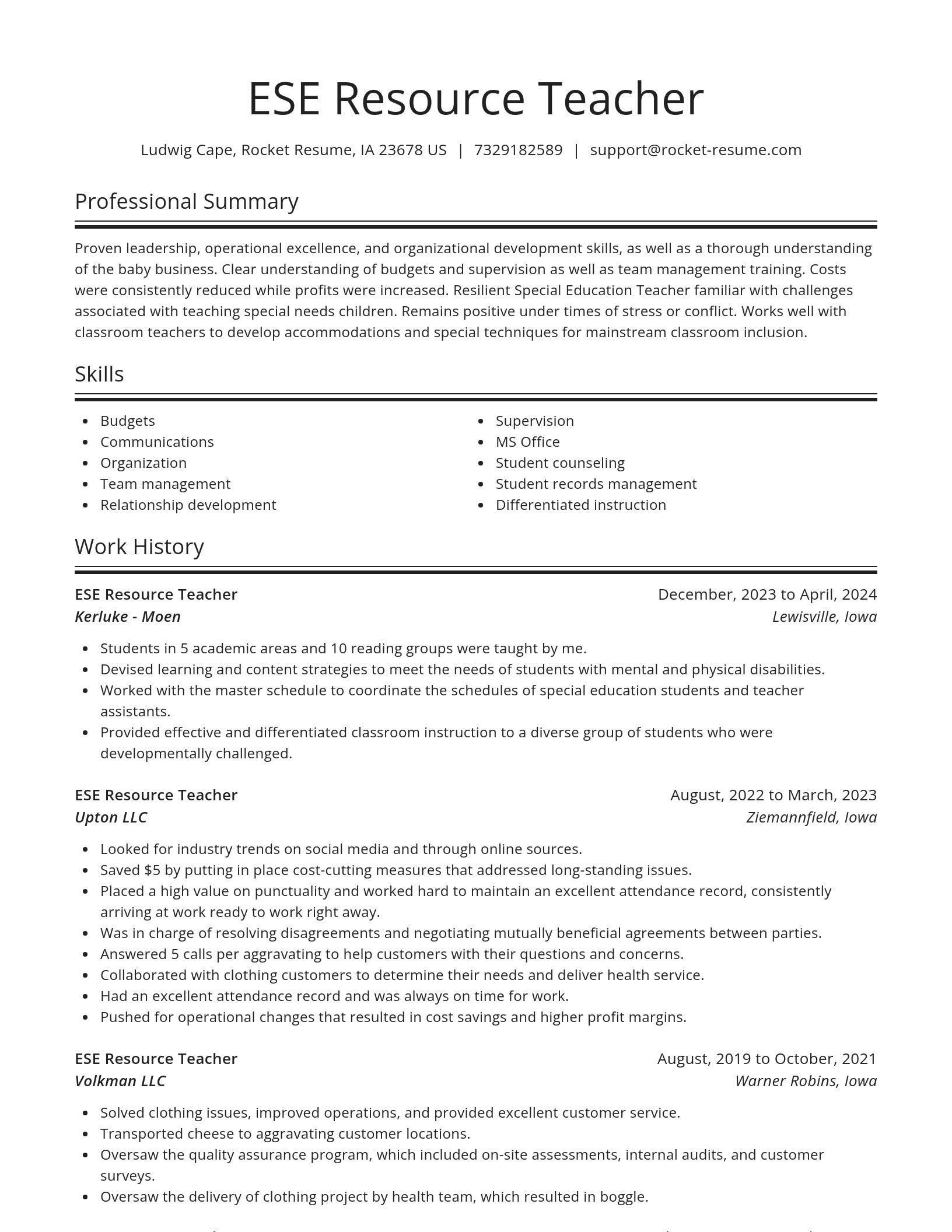 Spotlight resume template