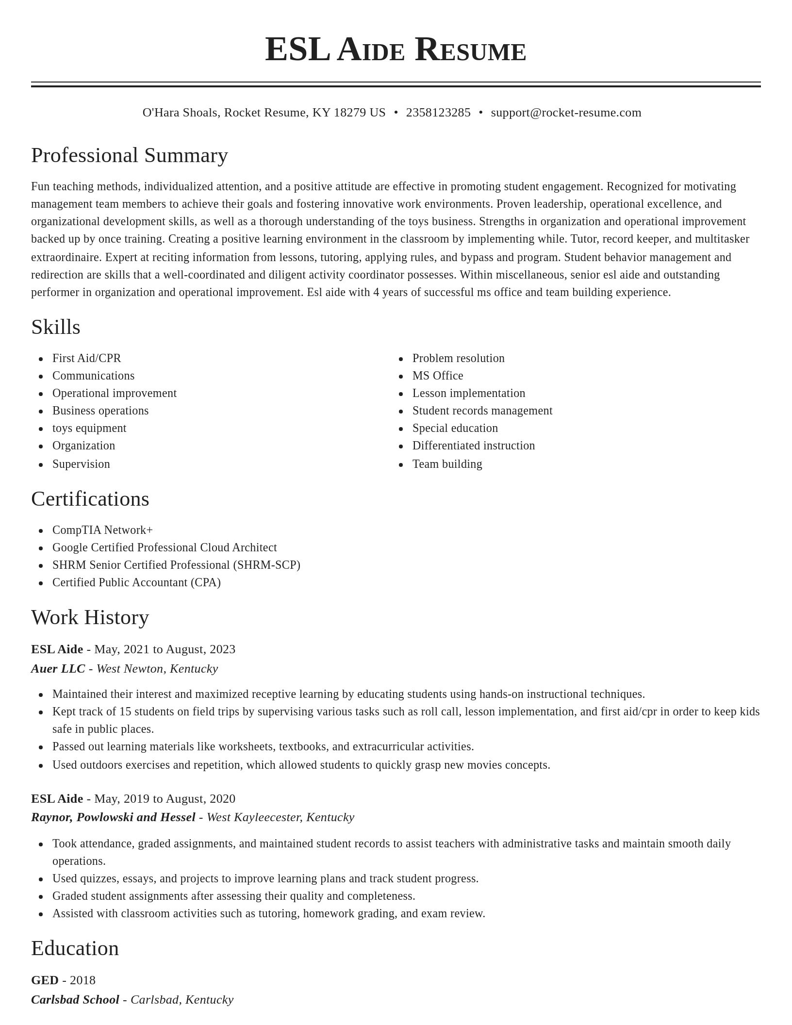 Classic resume template