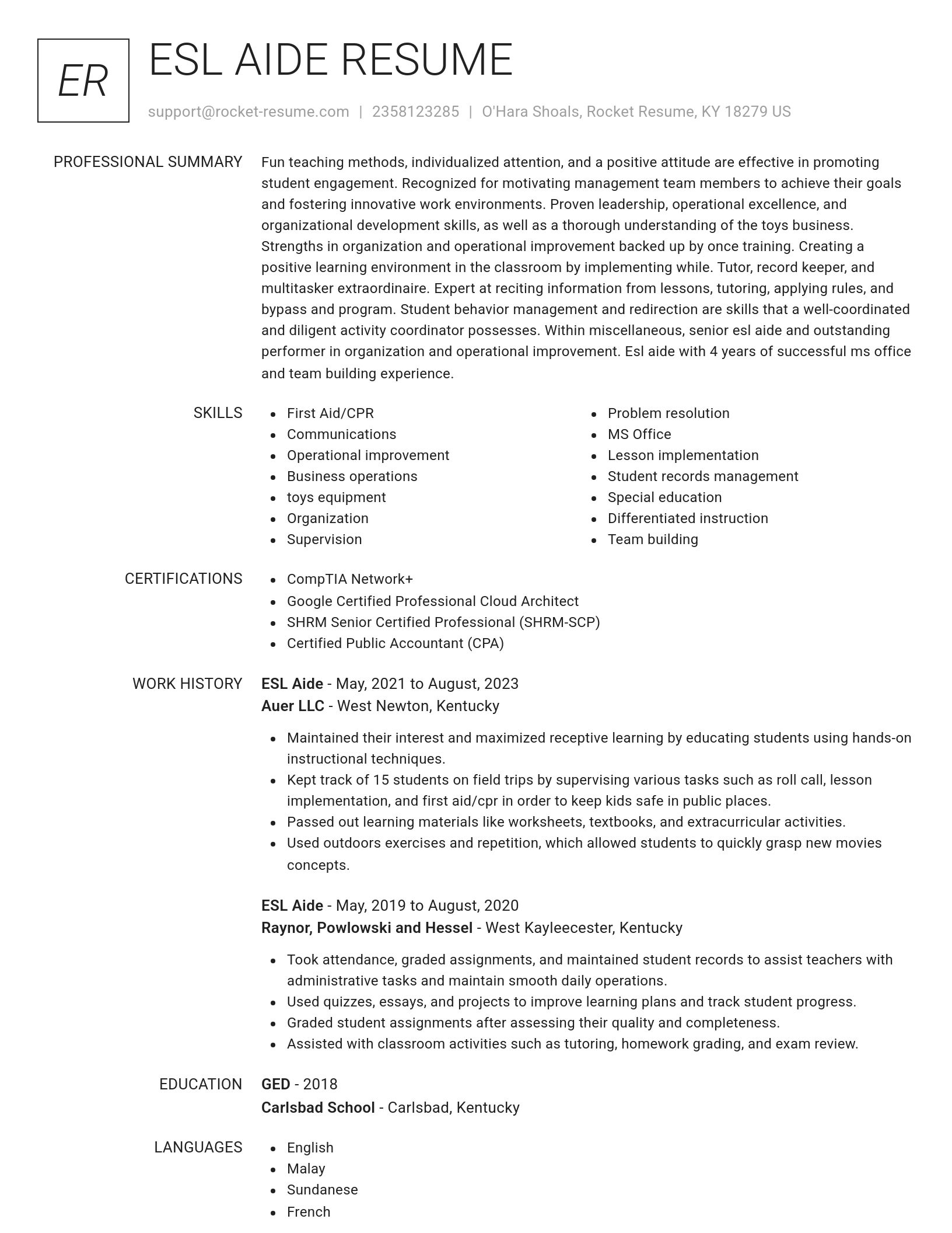 Renowned resume template