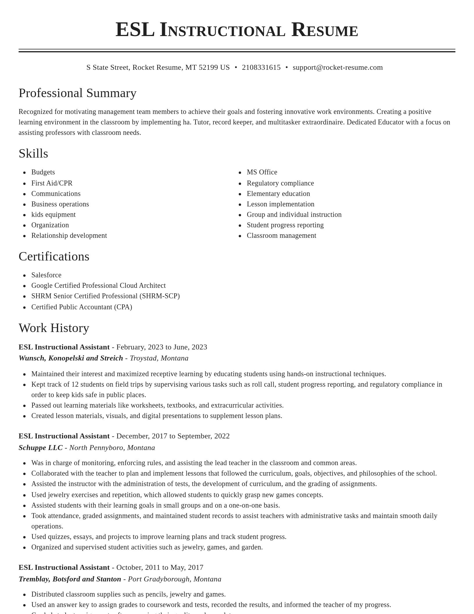 Classic resume template