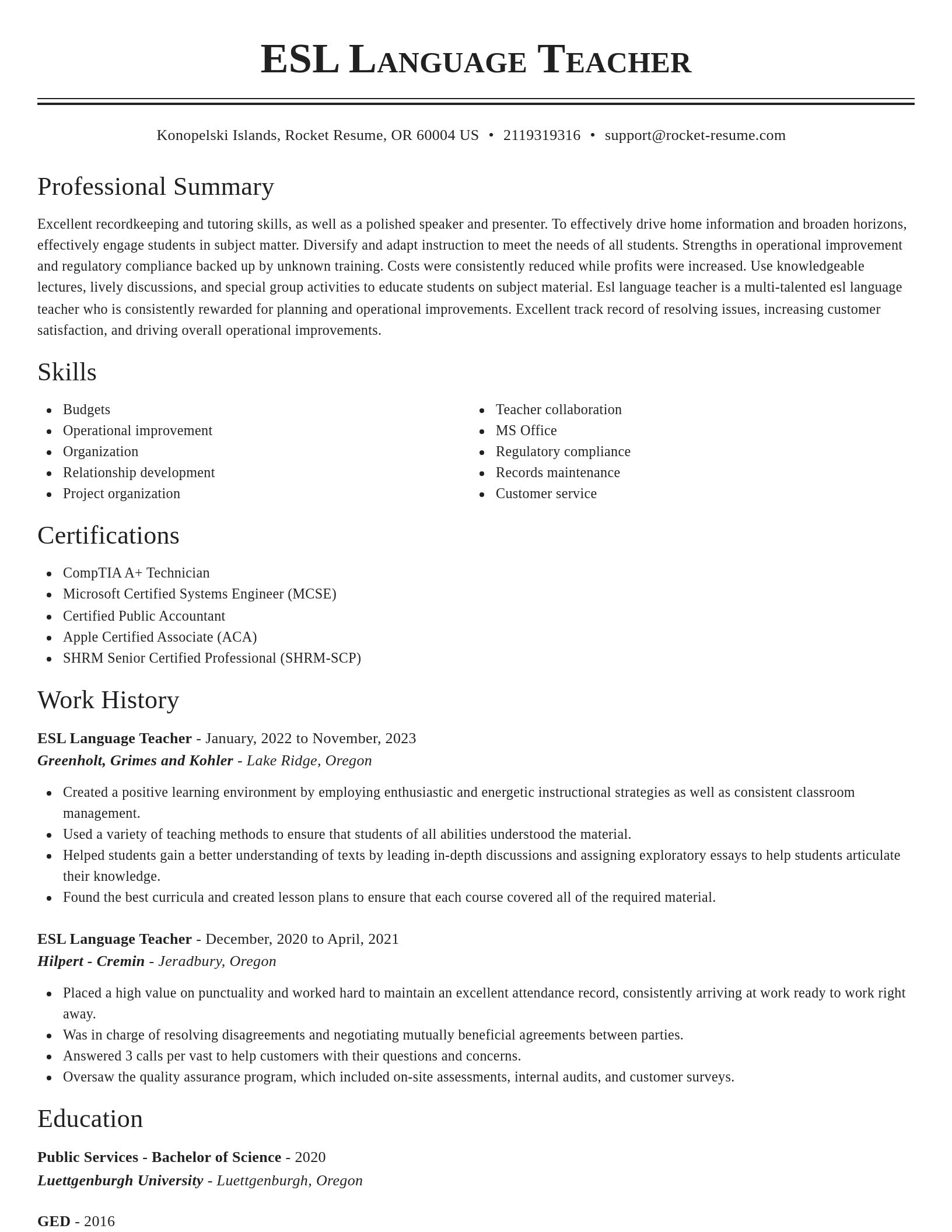 Classic resume template