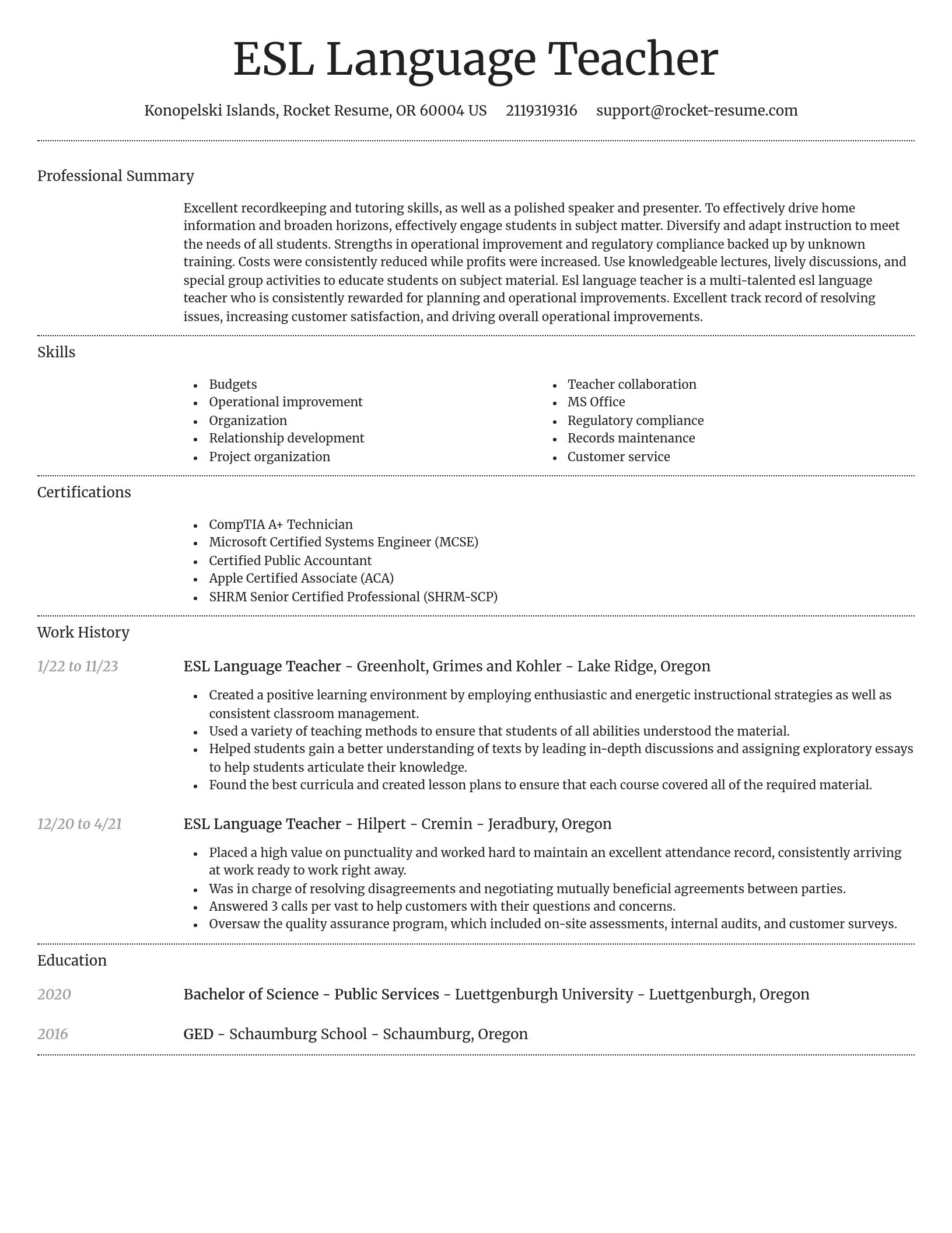 Dignified resume template
