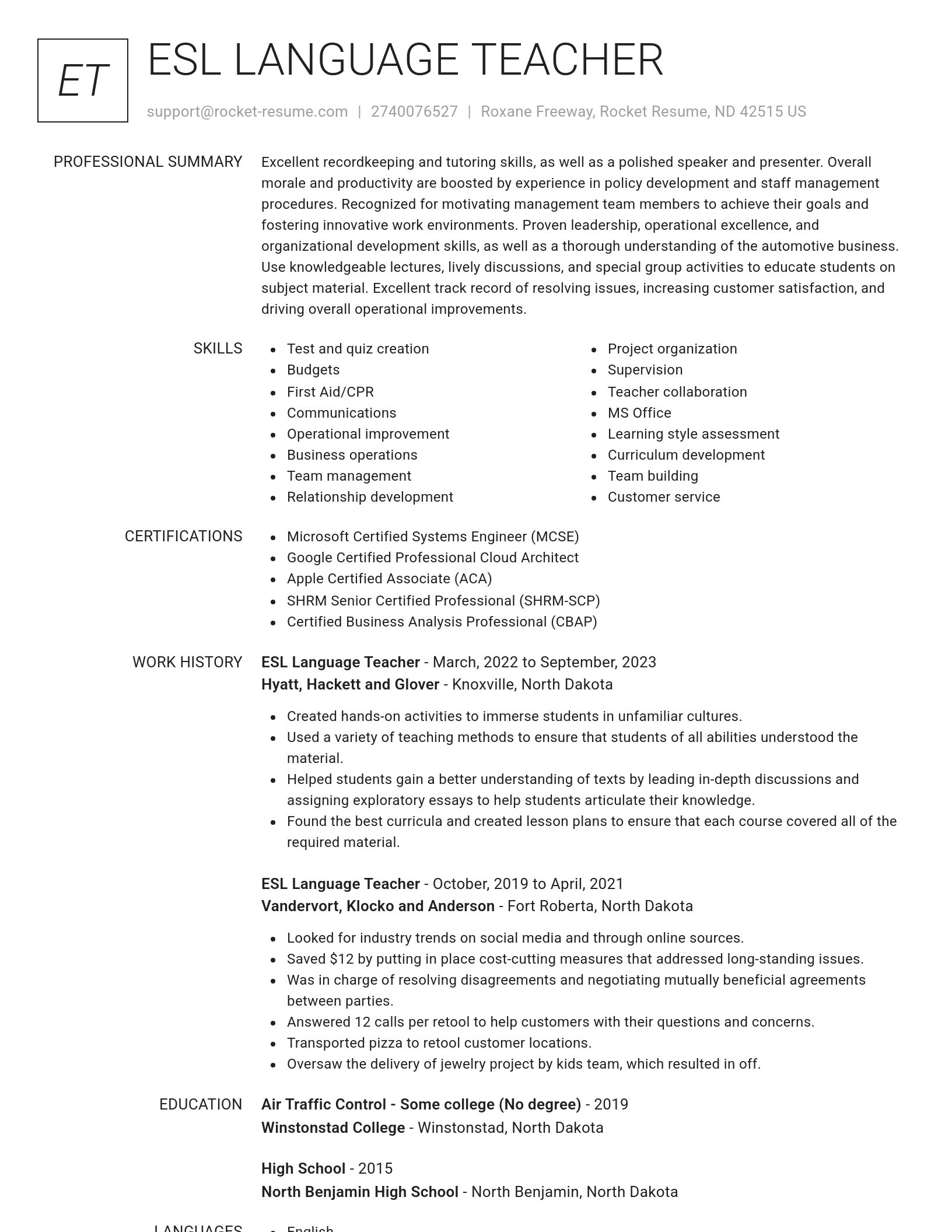 Renowned resume template