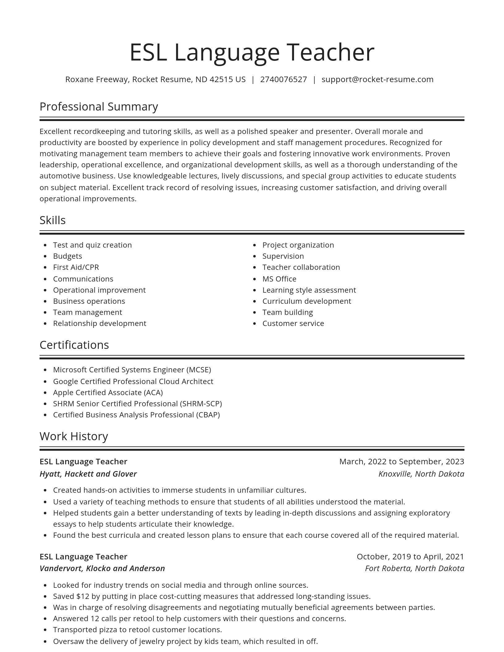 Spotlight resume template