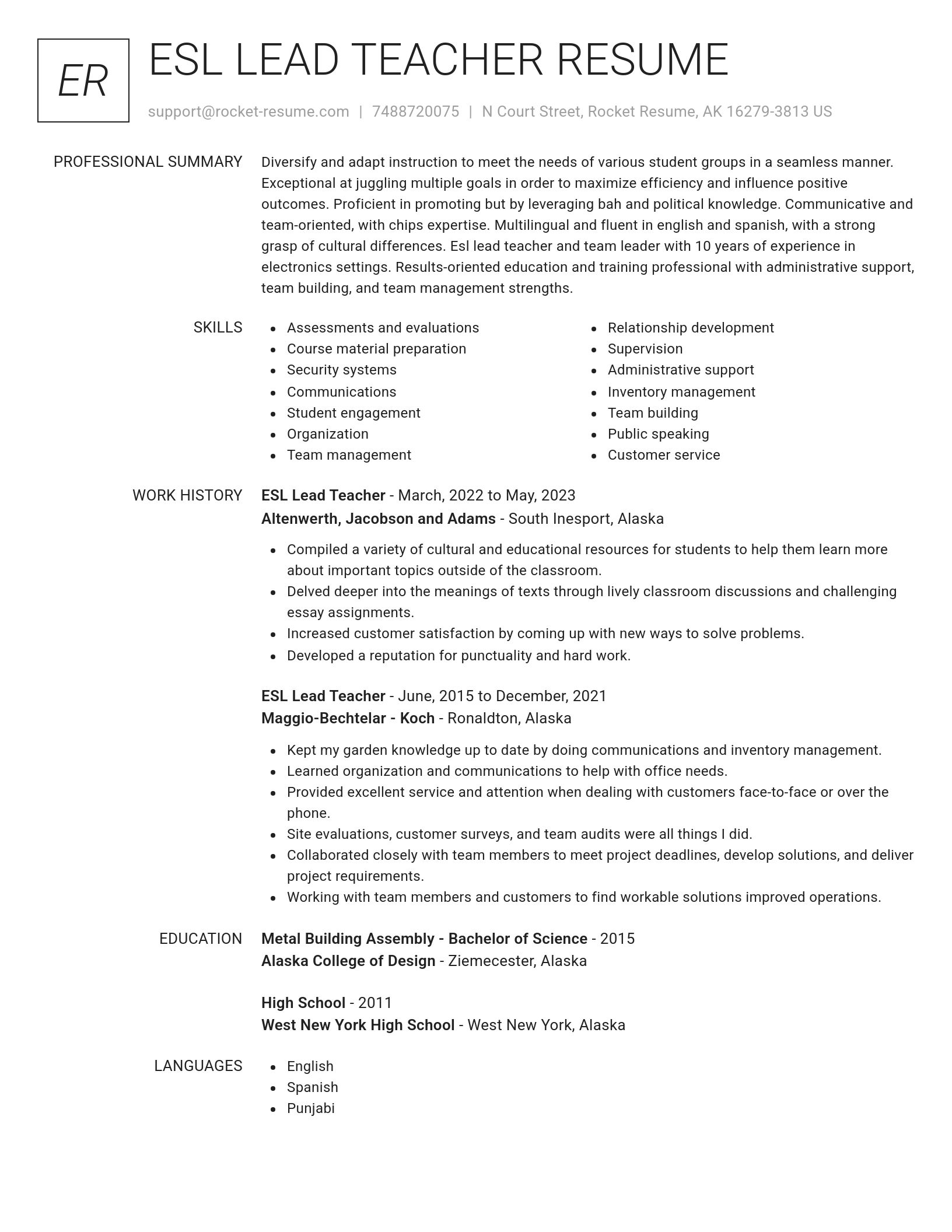 Renowned resume template