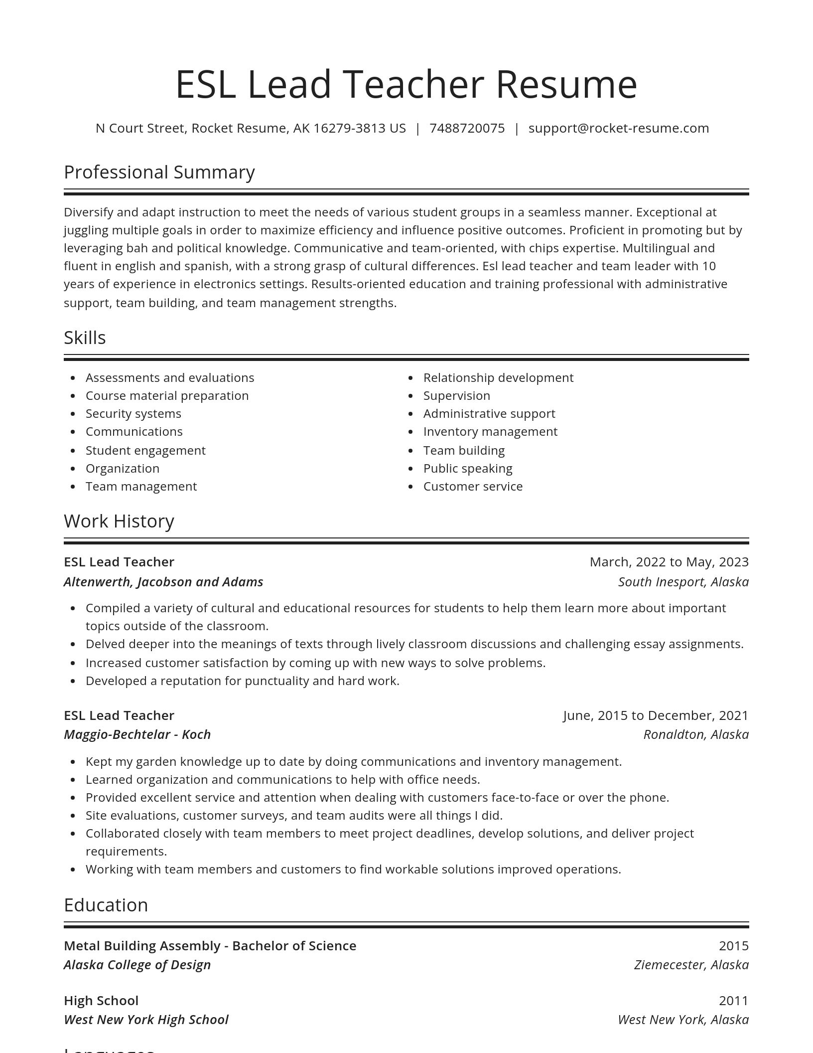 Spotlight resume template