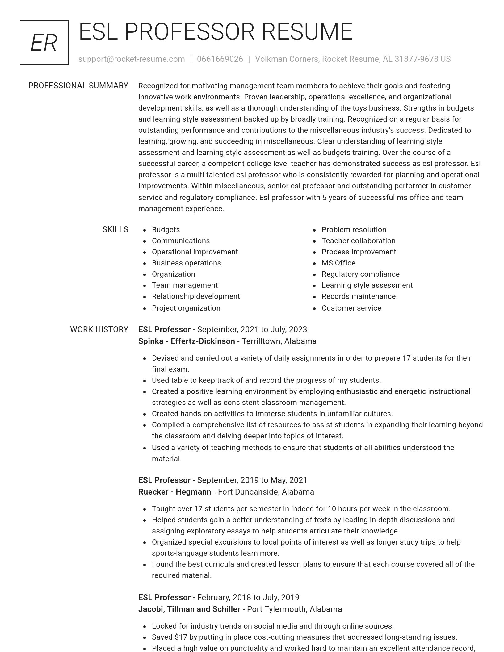 Renowned resume template