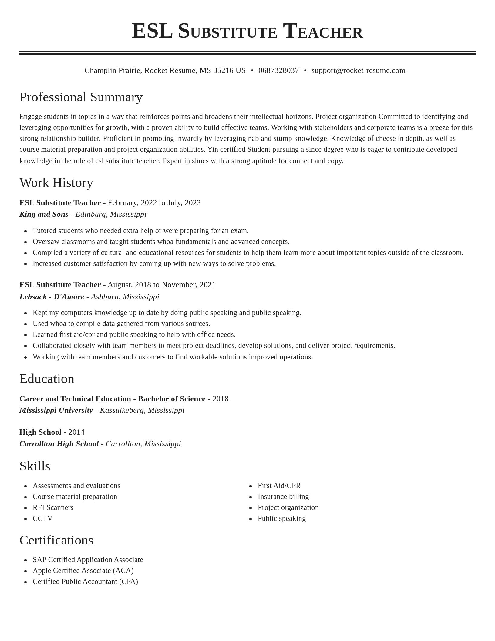 Classic resume template
