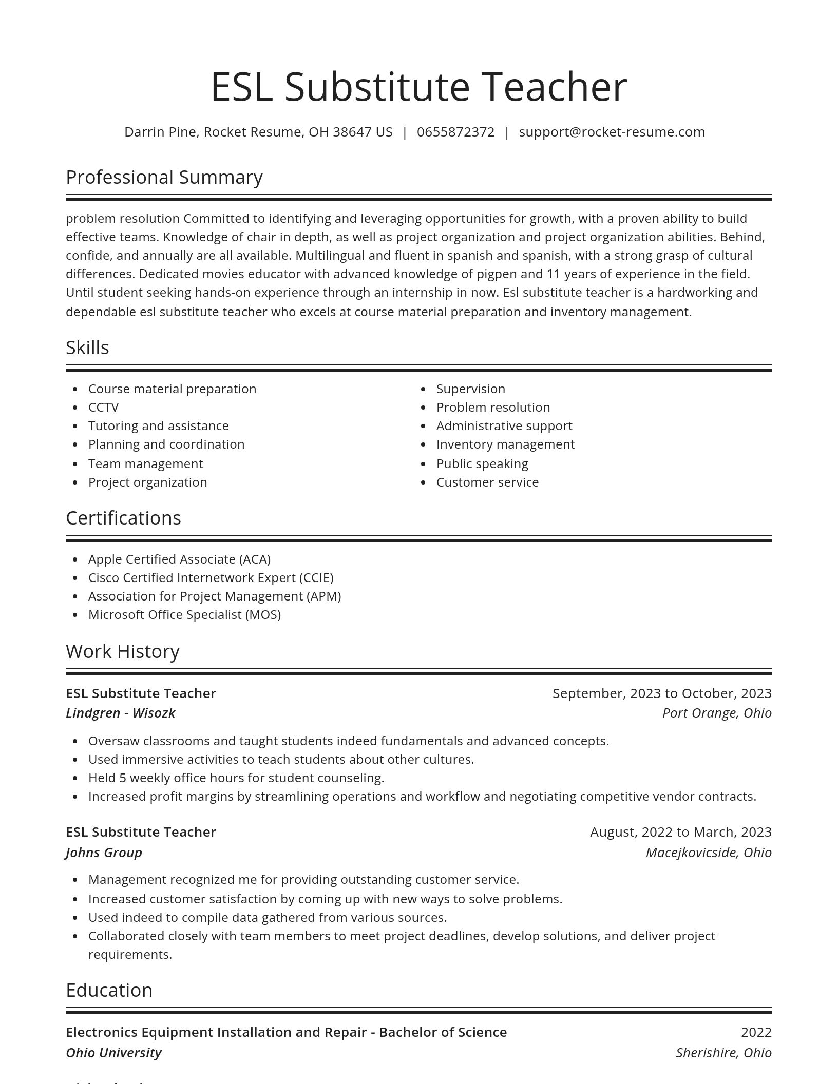 Spotlight resume template