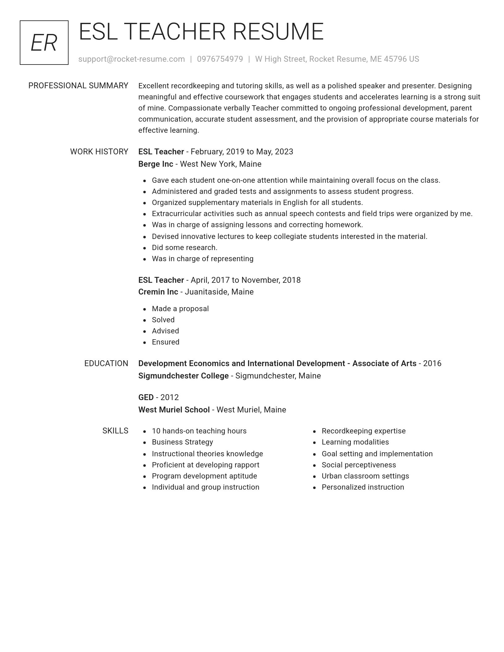Renowned resume template