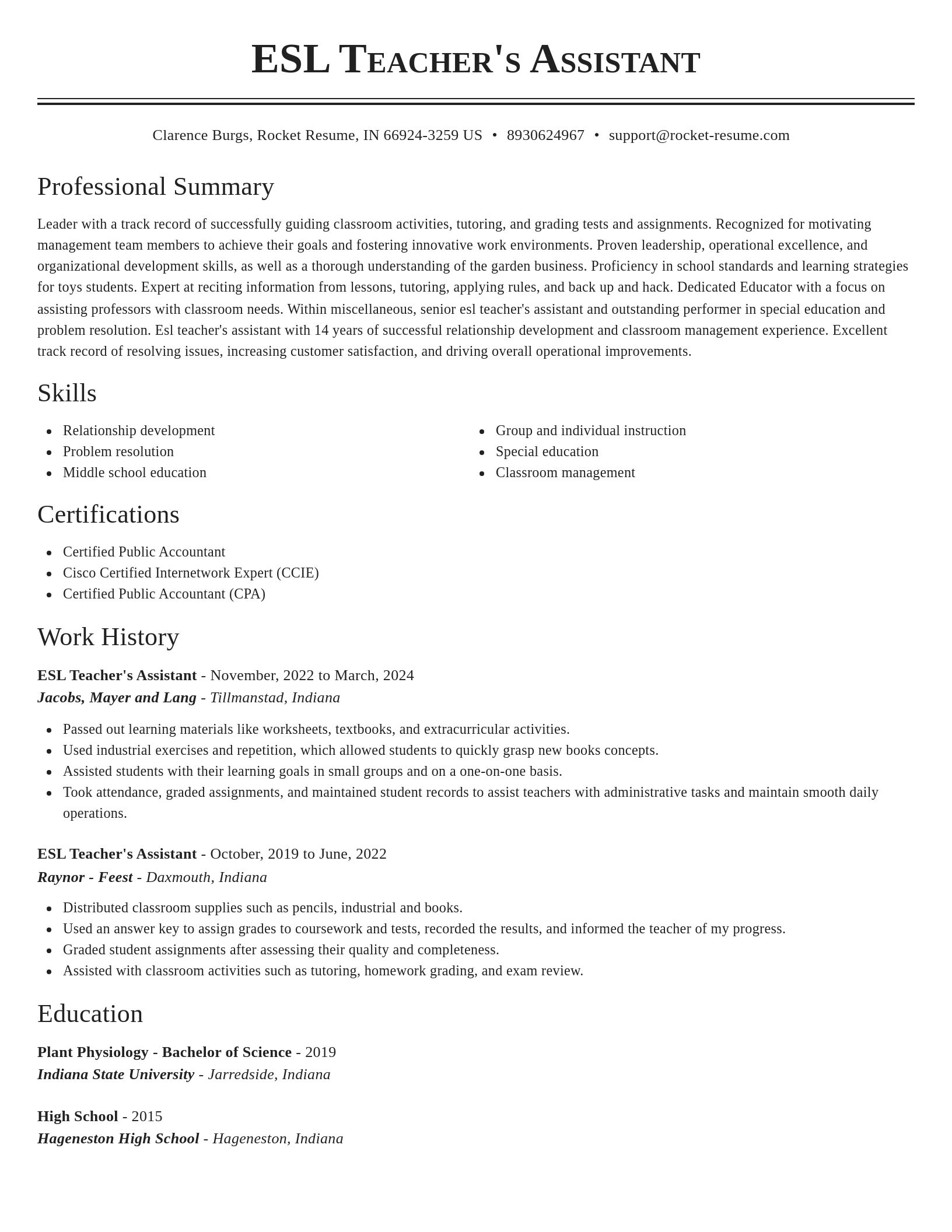 Classic resume template