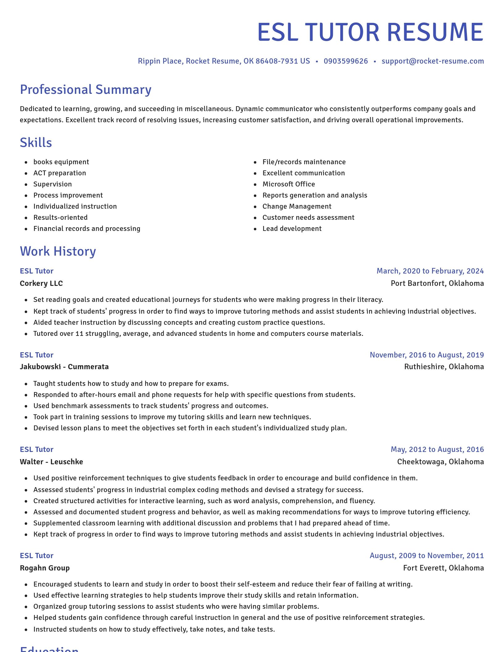 Novel resume template