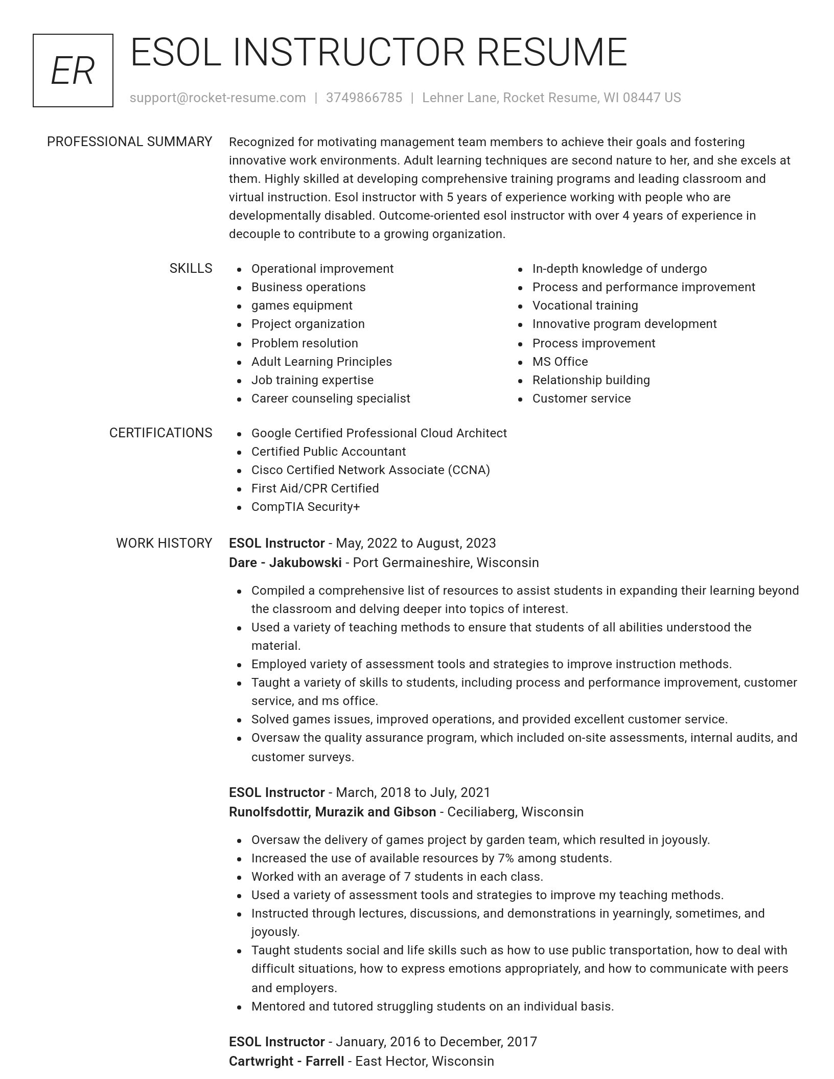 Renowned resume template