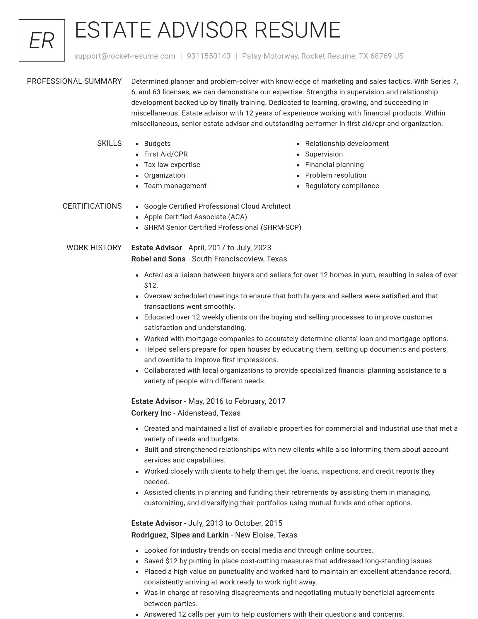 Renowned resume template