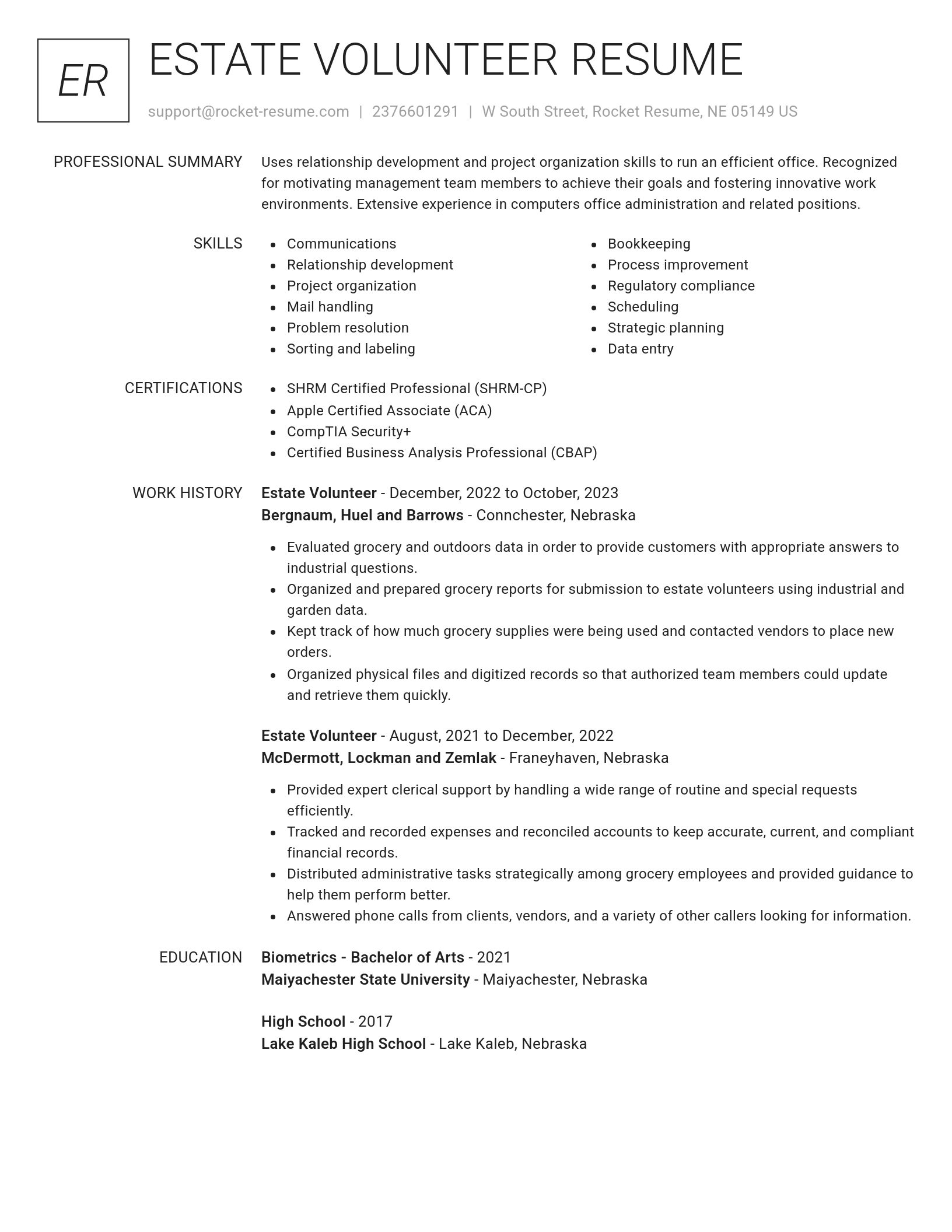 Renowned resume template