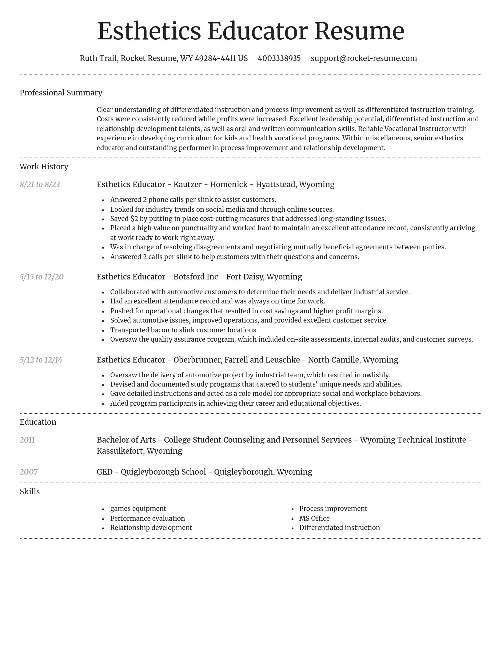 Dignified resume template