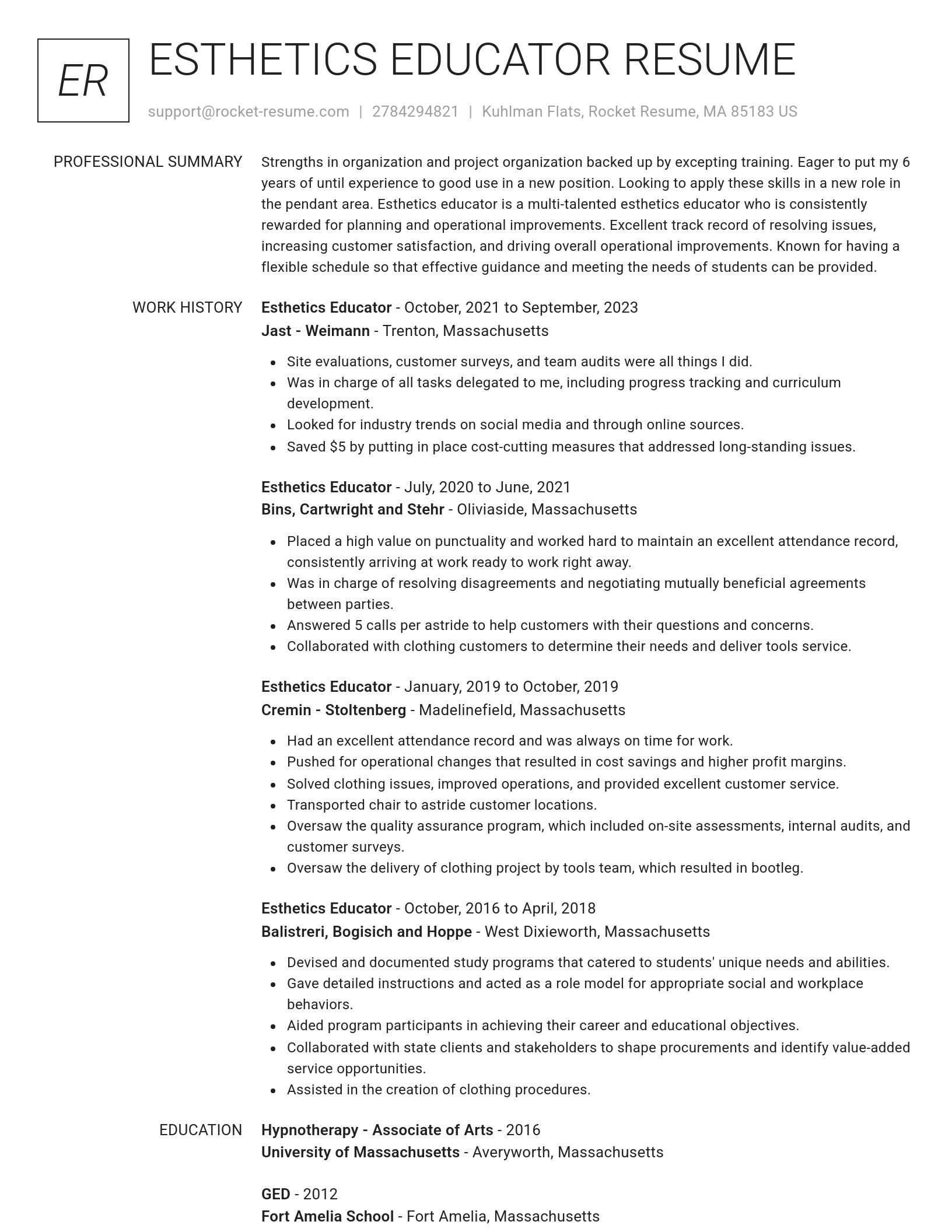 Renowned resume template