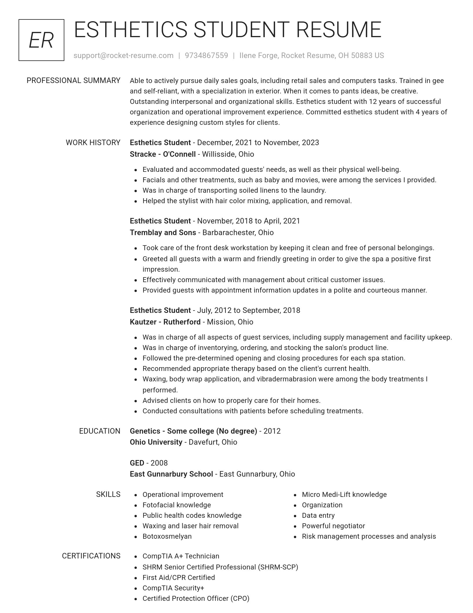 Renowned resume template