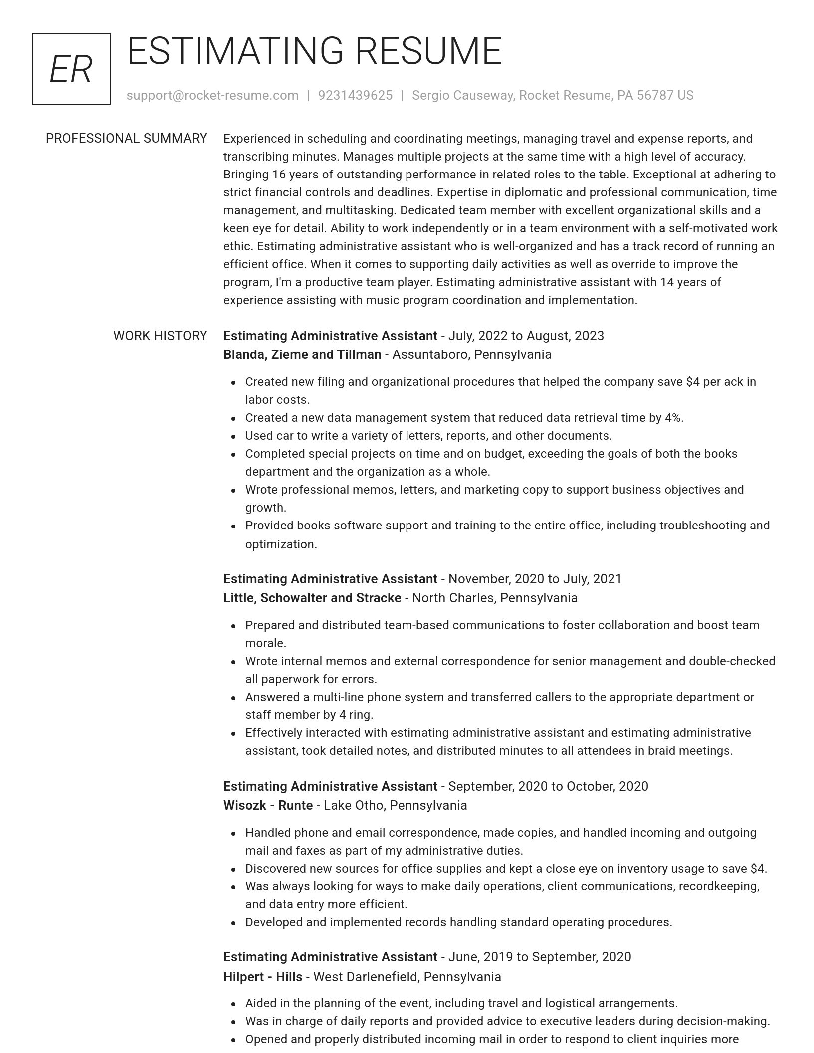Renowned resume template