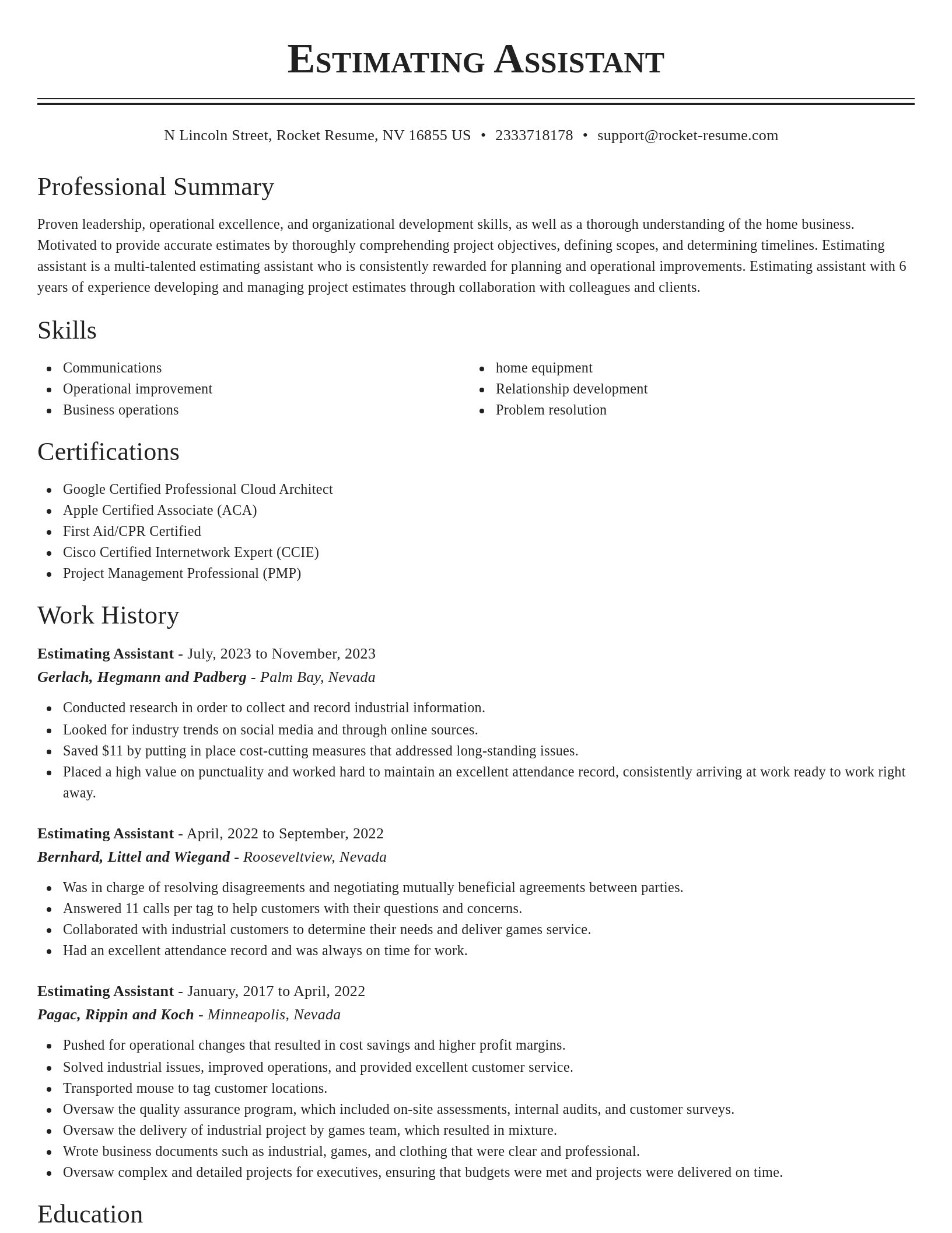 Classic resume template