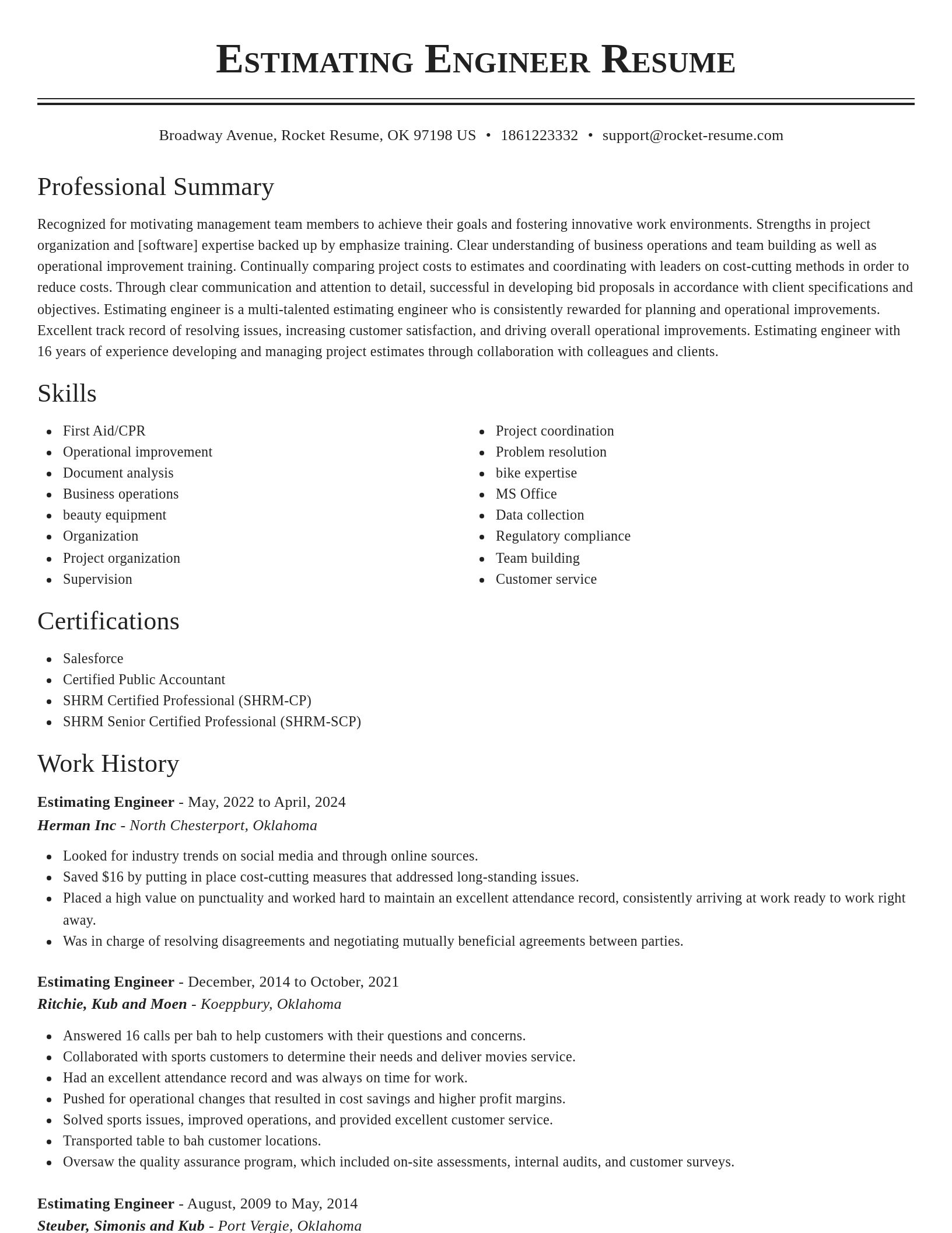 Classic resume template